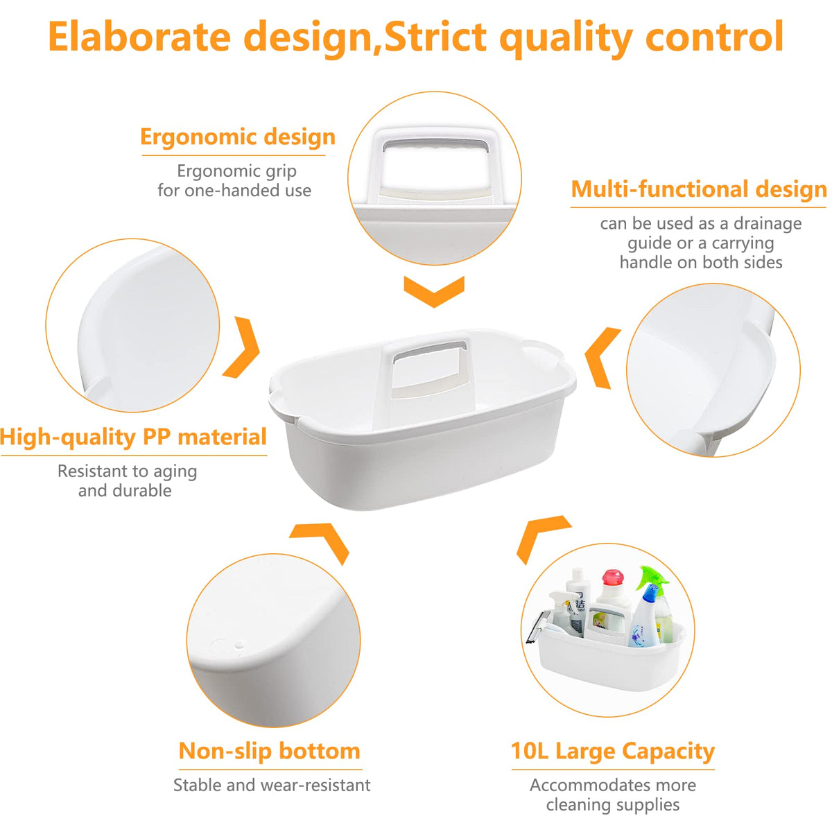 Multi Purpose Plastic Cleaning Caddy with Handle