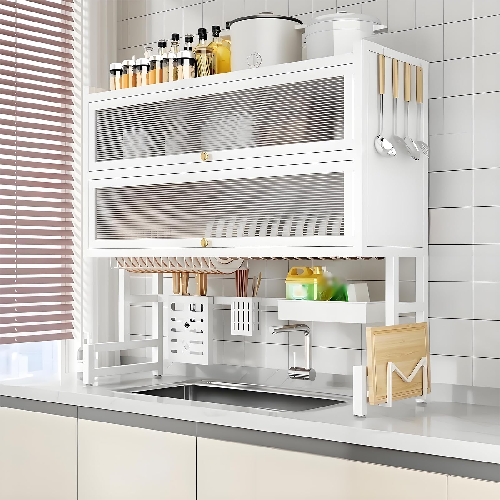 Dish Drying Rack 4 Tiers with Cover