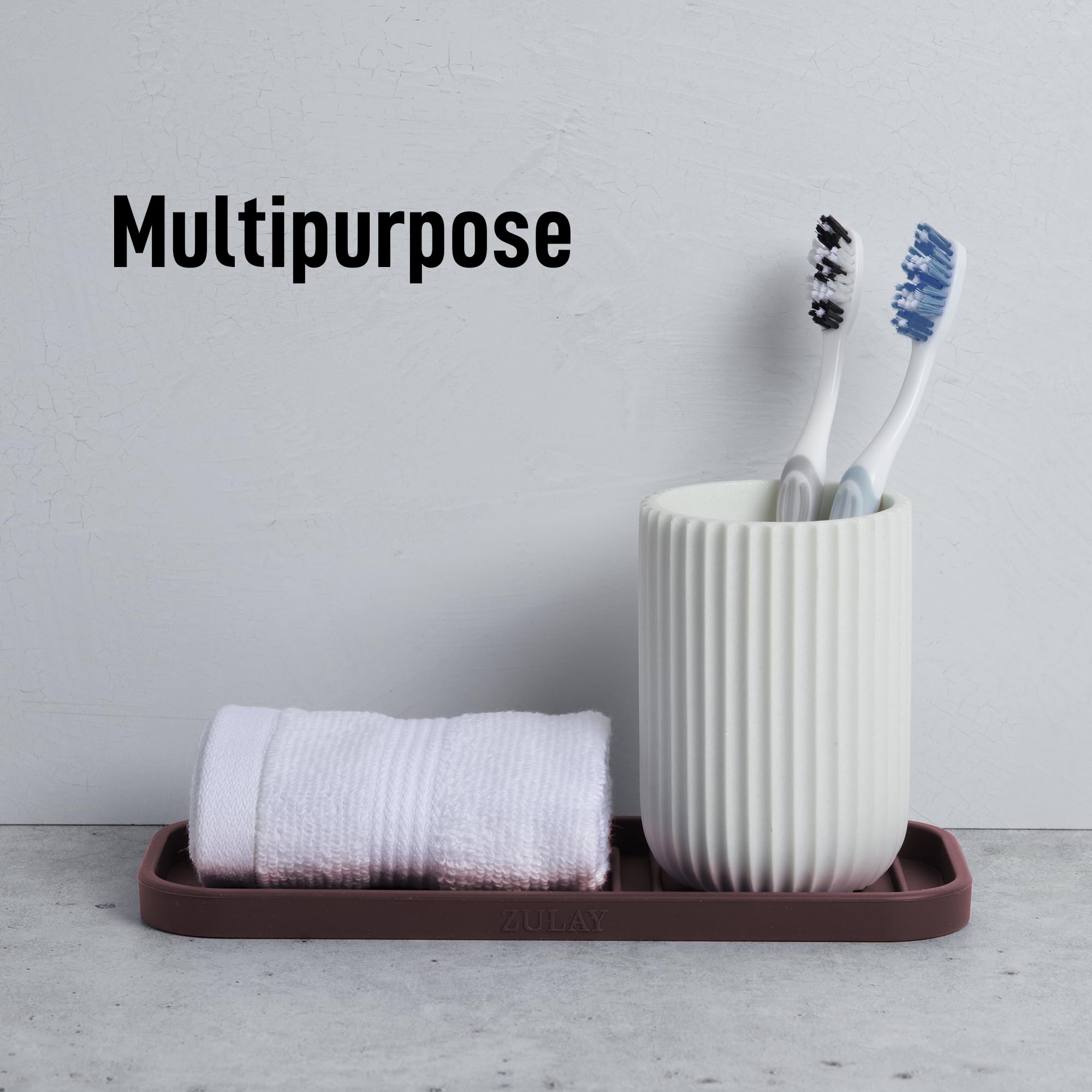 9x3.5) Silicone Sponge Holder for Kitchen Sink - Flexible Multipurpose Soap Tray - Sink Organizer for Kitchen, Bathroom, Makeup, Trinkets & More (Dark Mahogany)