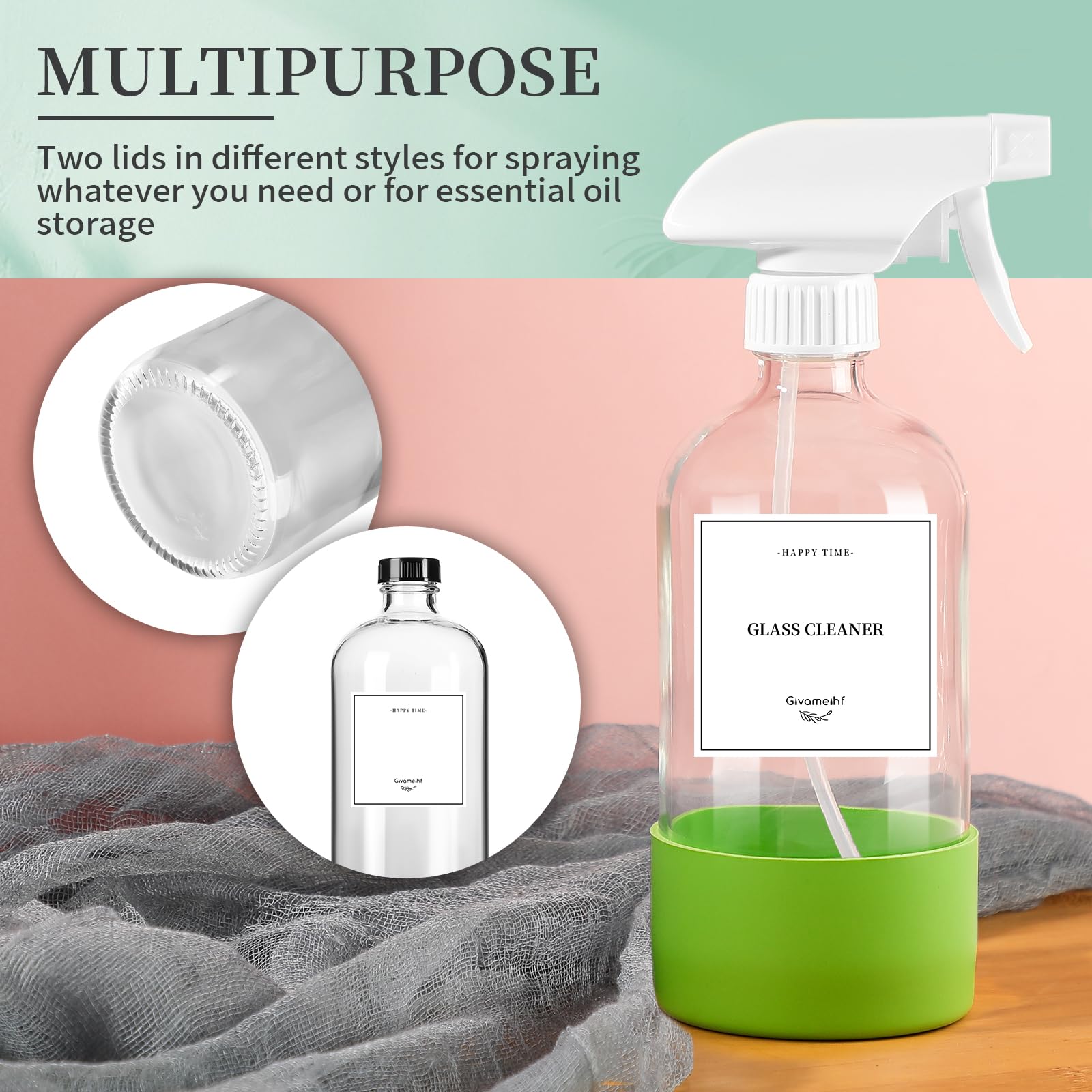2 Pack Glass Spray Bottles with Silicone Sleeve (2 Count)