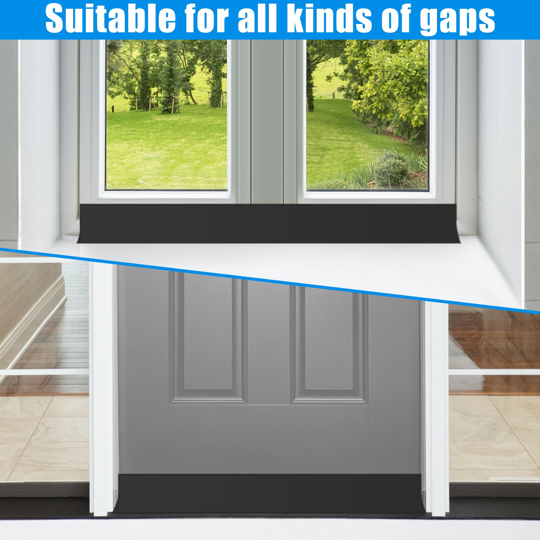Draft Seal Tape for Doors and Windows 3 in x 20 Ft Silicone Weather Stripping Extra Thick 2mm Door Seal Strip with Strong Adhesive Draft Insulation Stopper Side Seal (20 Foot)