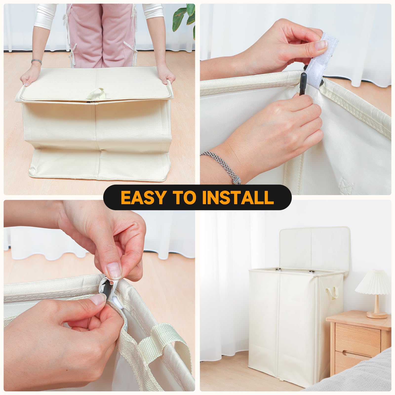 150L Double Laundry Hamper with Lid and Removable Bags