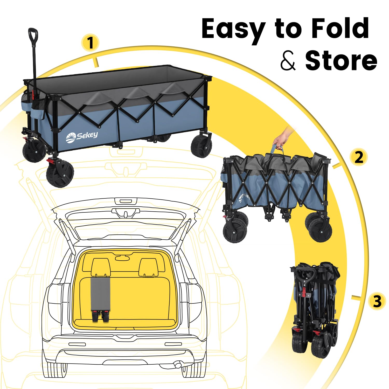 48''L Collapsible Foldable Extended Wagon with 660lbs Weight Capacity