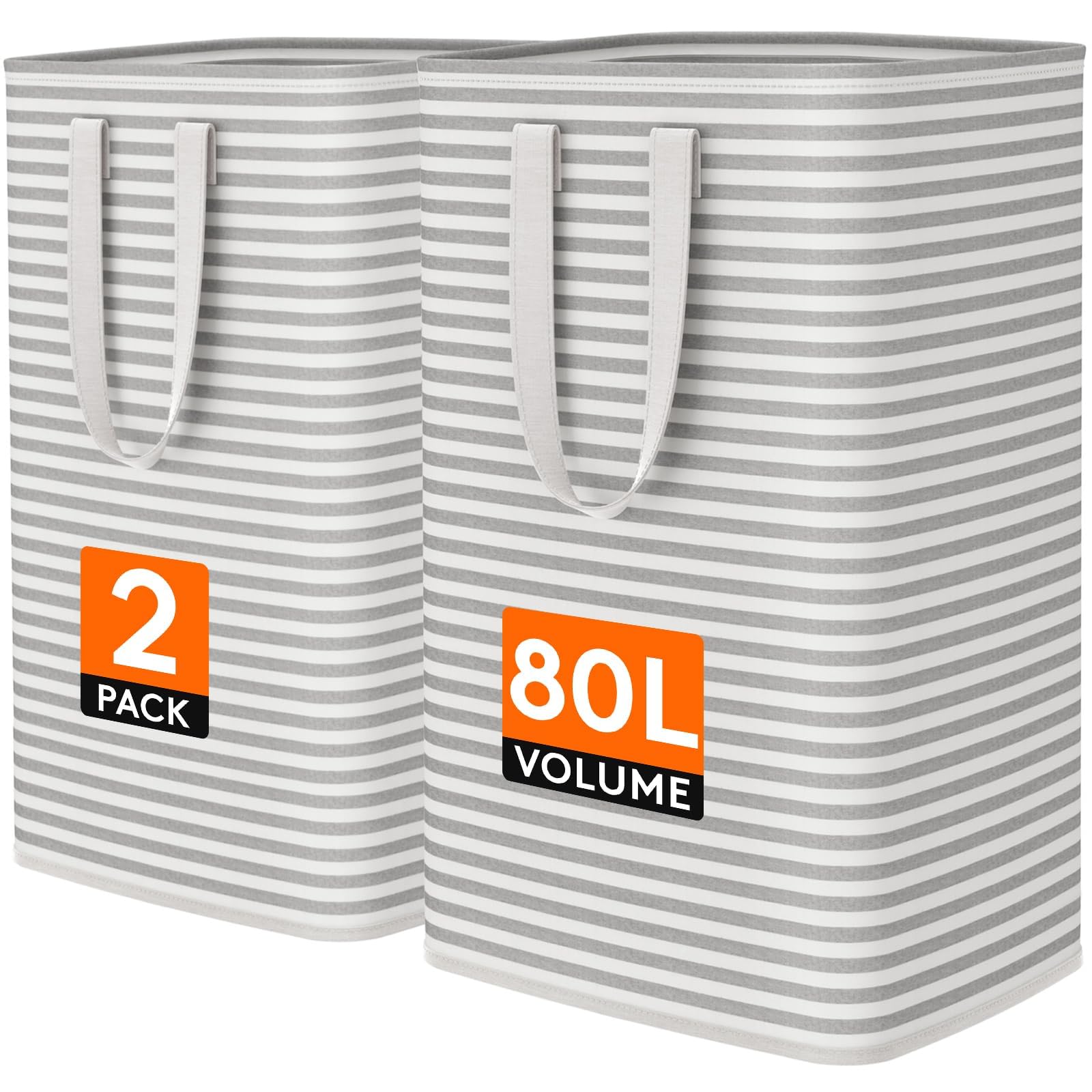 2 Pack Laundry Basket 80L Each (2 Count)
