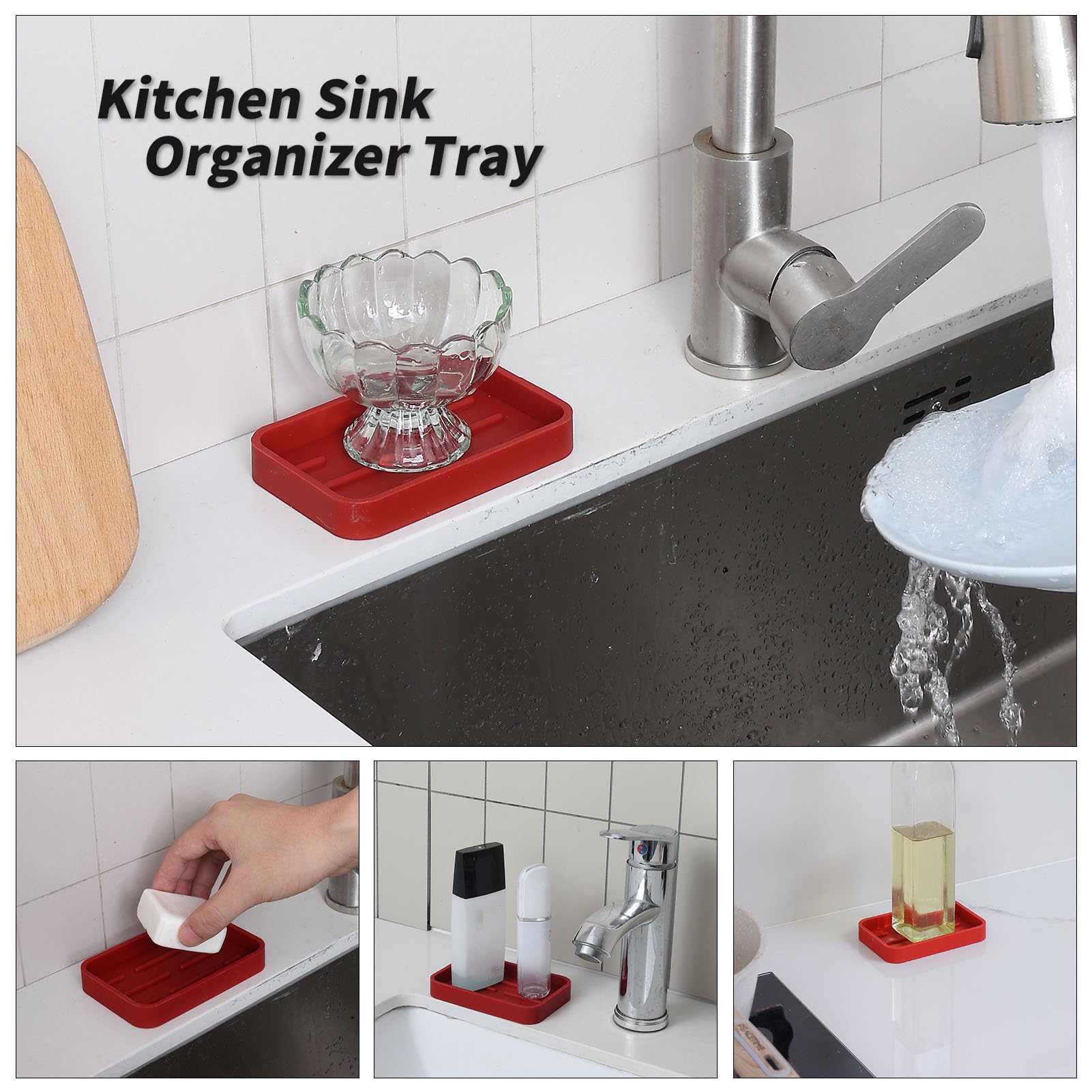 Silicone Kitchen Sink Organizer Tray for Multiple Usage