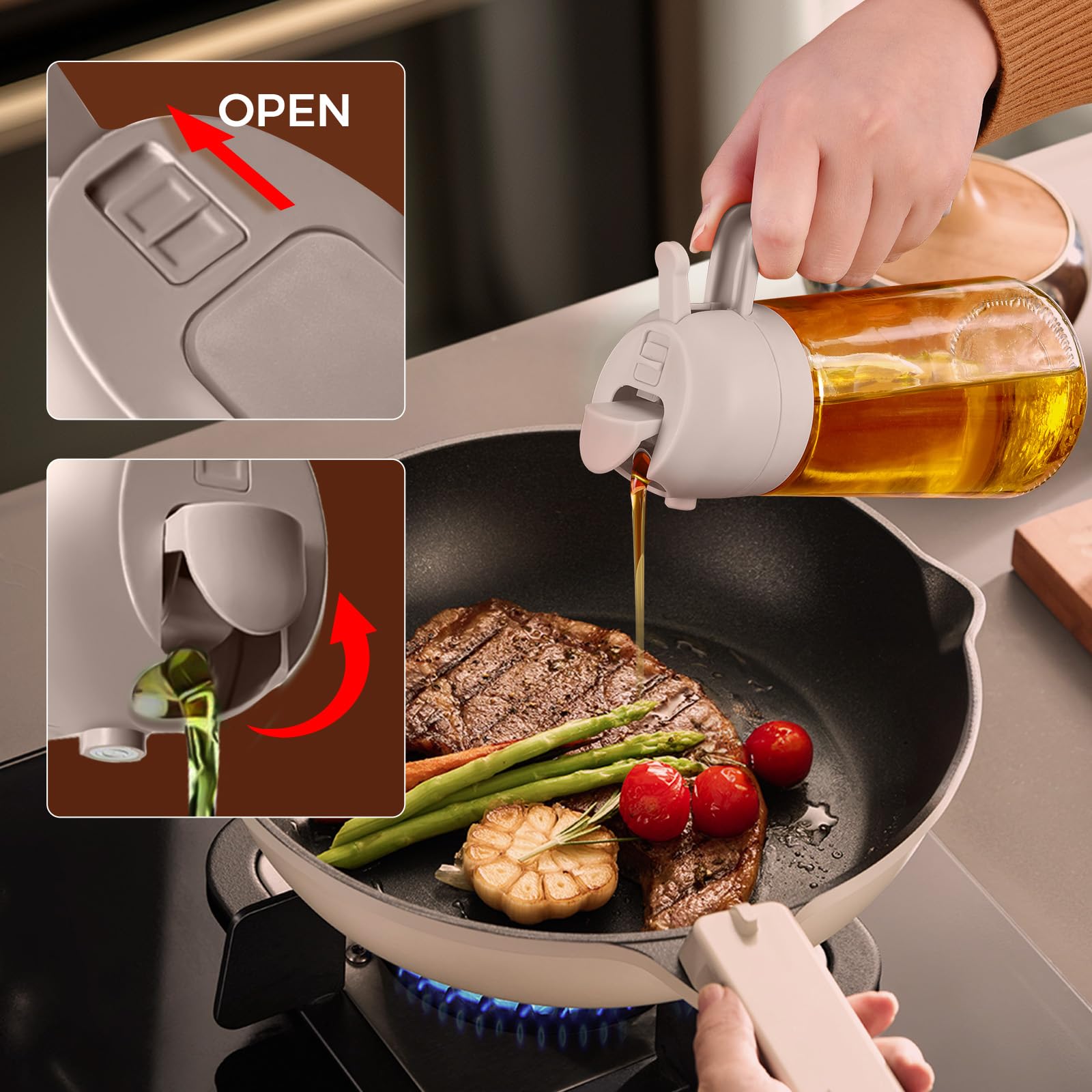 16oz 470ml Glass Olive Oil Sprayer for Cooking with Stickers