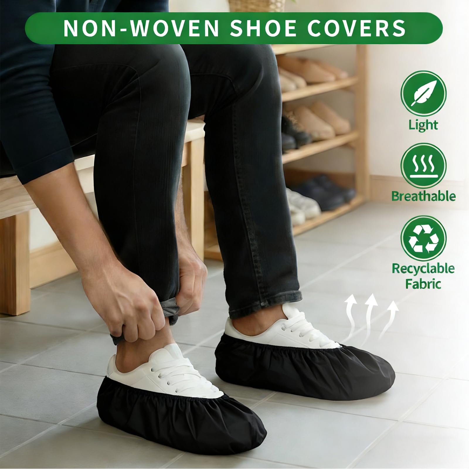 50/100/200 Pack Non-Woven Shoe Covers Disposable for Indoors