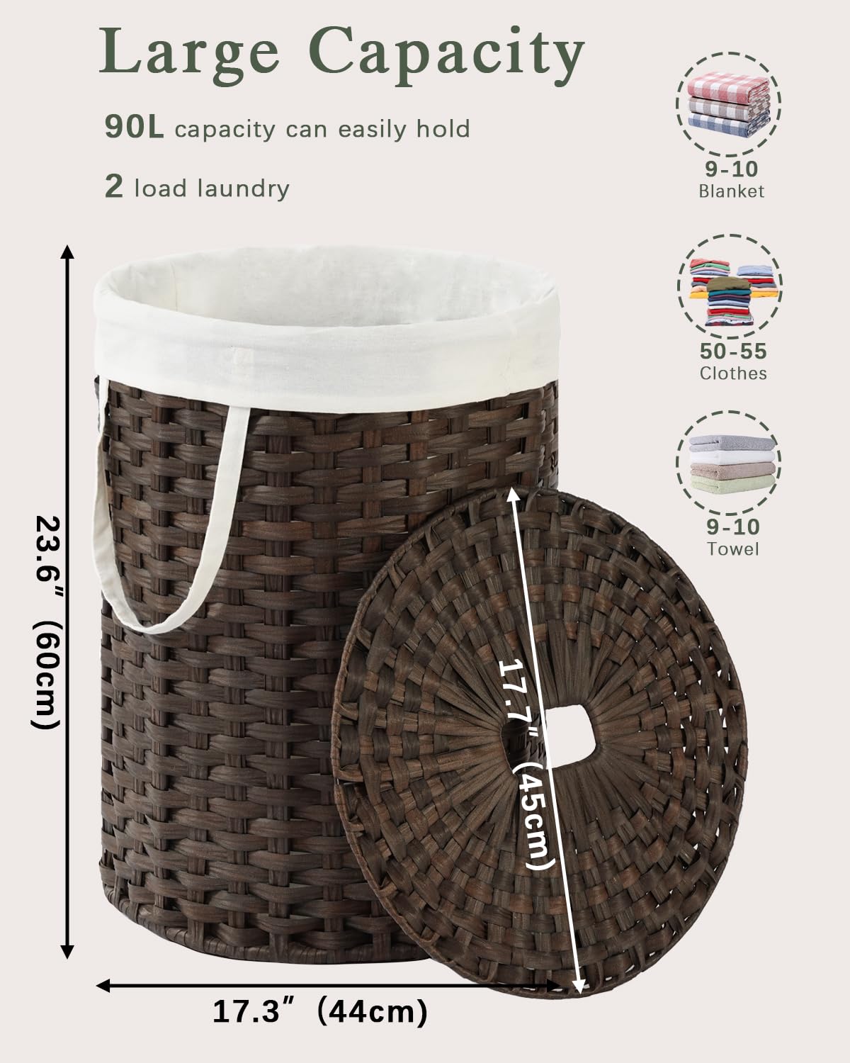 Laundry Hamper with Lid 23.8 Gal