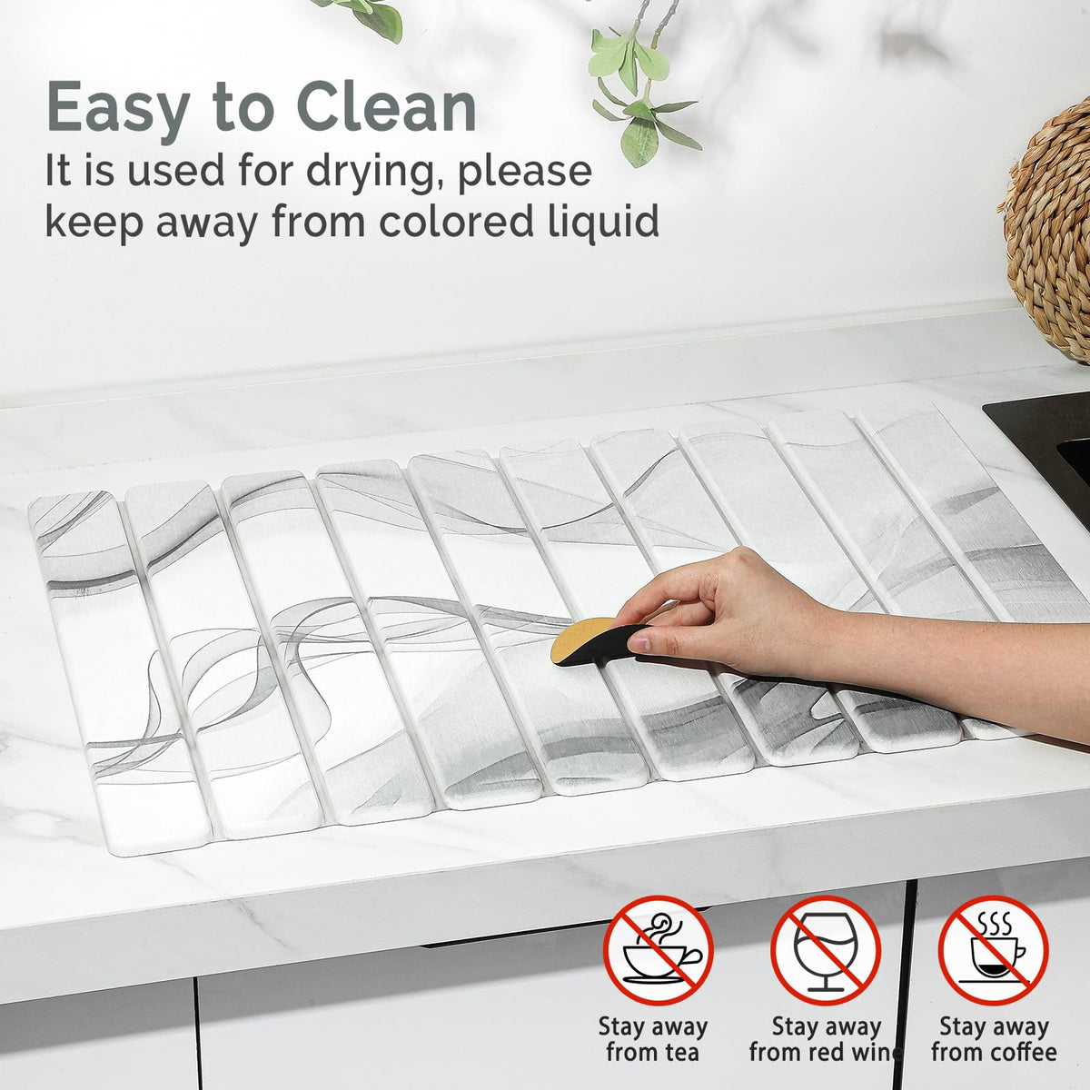Large Stone Dish Drying Mat for Kitchen Counter (2 Count)