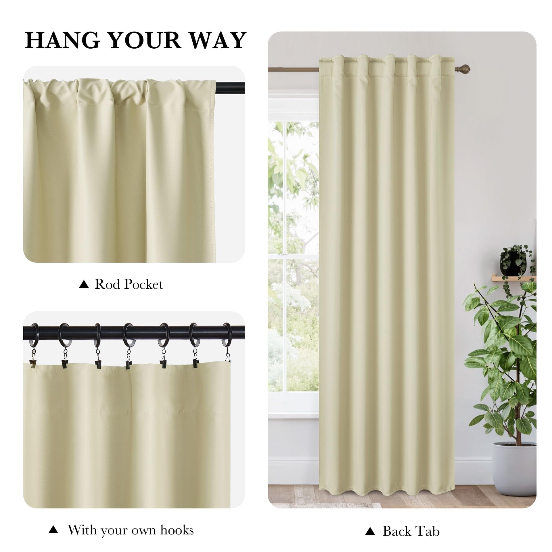 Bedroom Blackout Curtains 72 inches Long (2 Count)