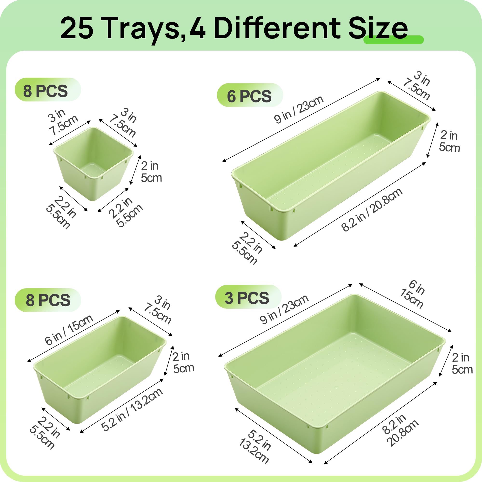 25 Pack Plastic Drawer Organizers with Non (25 Count)