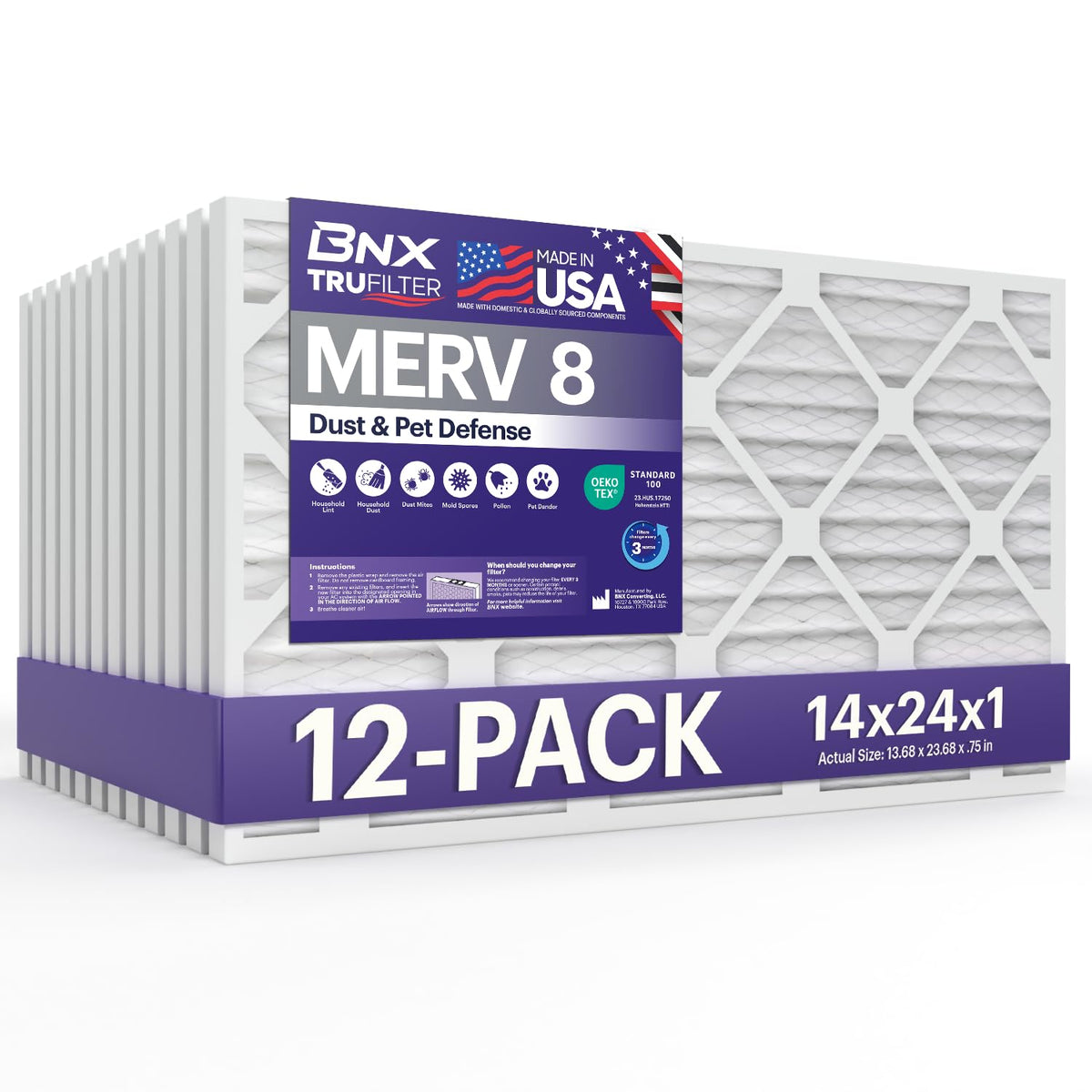 TruFilter 14x24x1 Air Filter MERV 8 (12 Count)