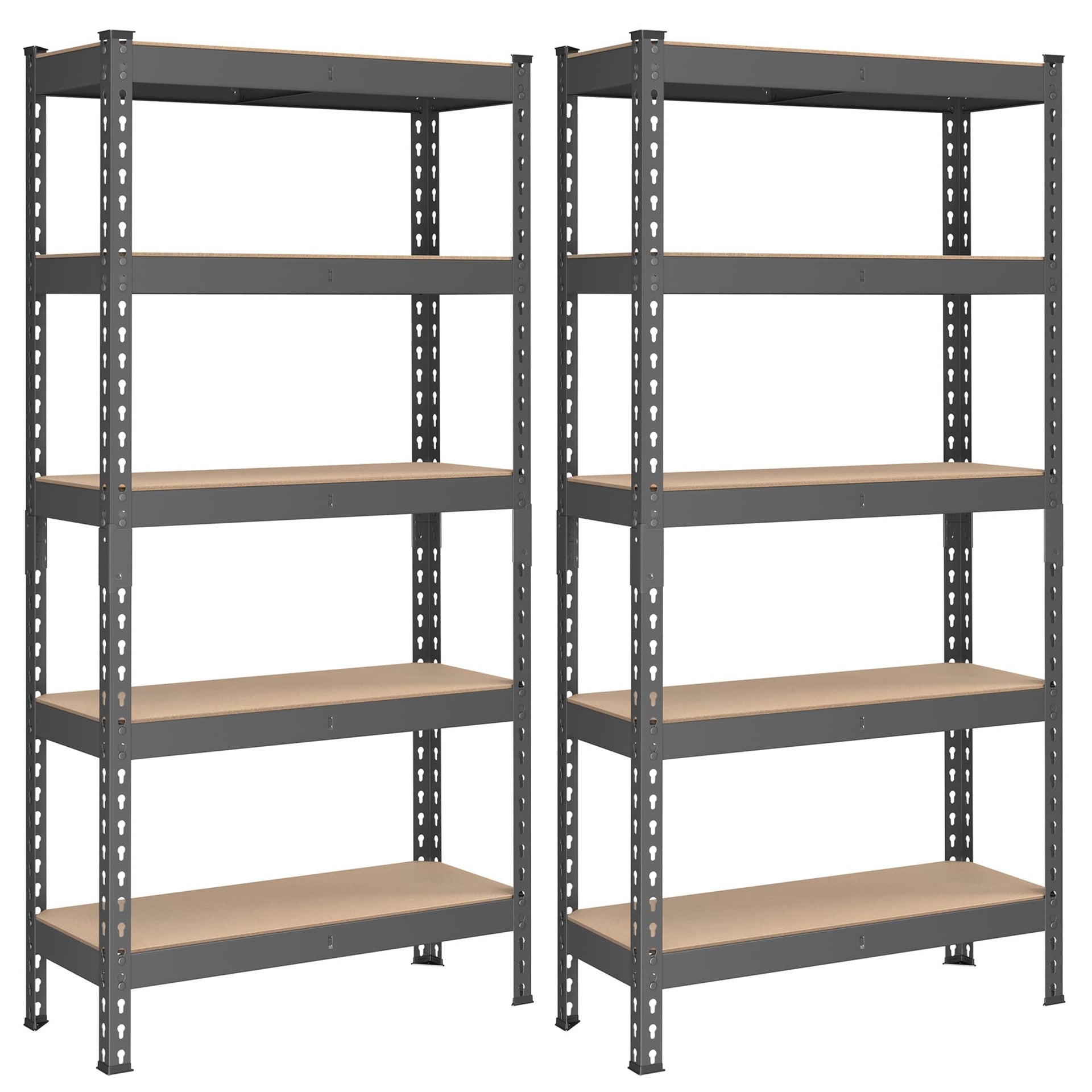 5 Tier Metal Storage Shelves with Boltless Assembly (2 Count)