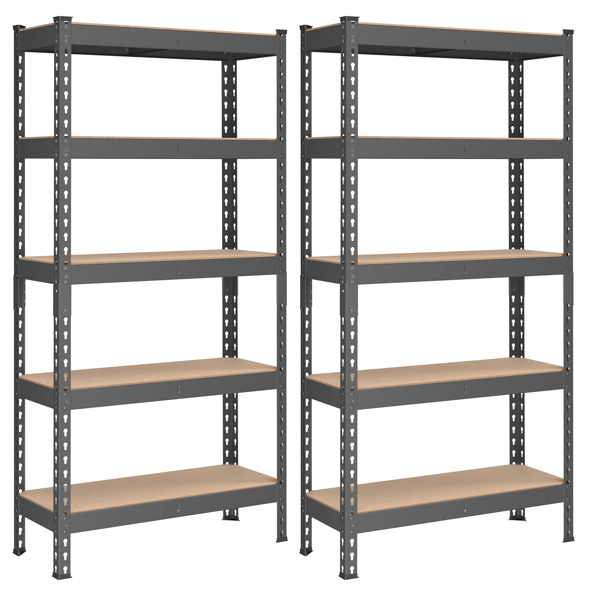 5 Tier Metal Storage Shelves with Boltless Assembly (2 Count)