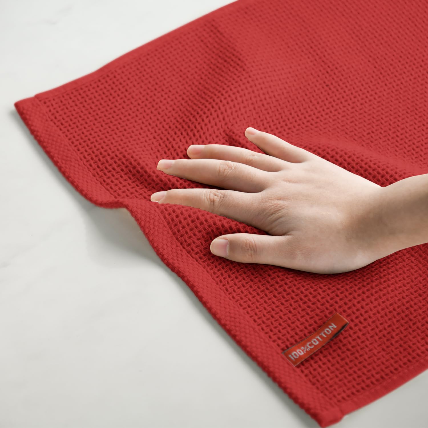 100% Cotton Dark Red Waffle Weave Kitchen Dish Cloths (6 Count)