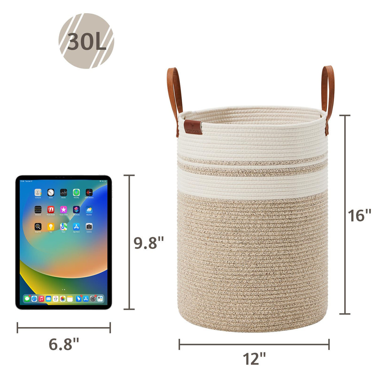 30L Small Woven Rope Laundry Hamper (811.5365 Fl Oz) - ModHome Supplies