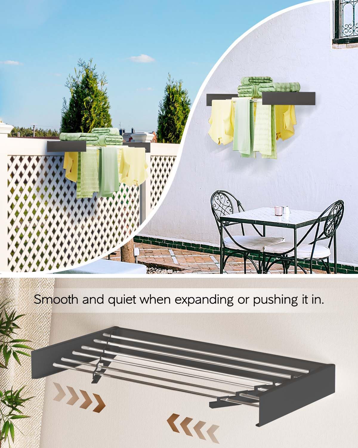 Wall Mounted Clothes Drying Rack 40"