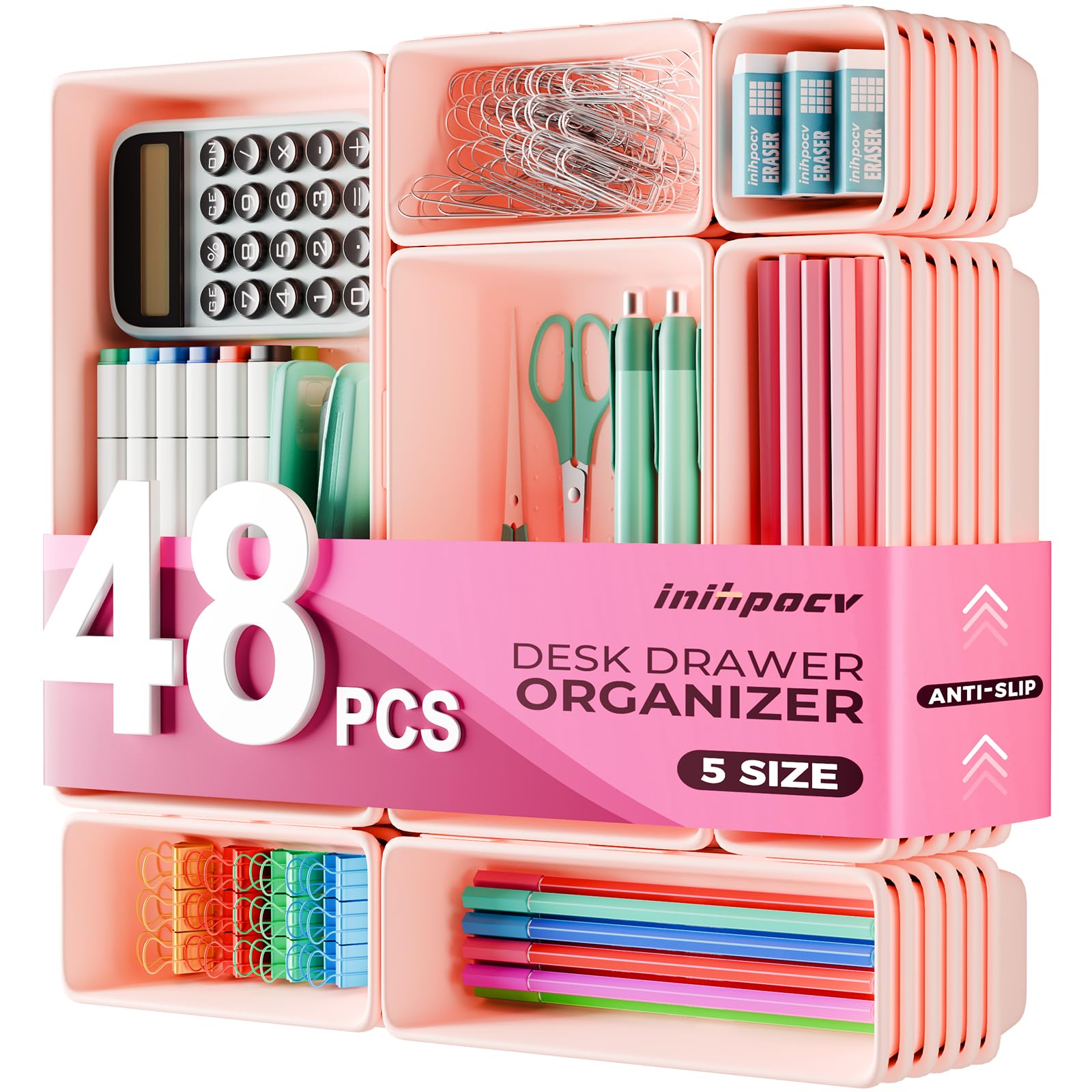 48PCS & 5 Sizes ] Tool Box Organizer Tray (48 Count)
