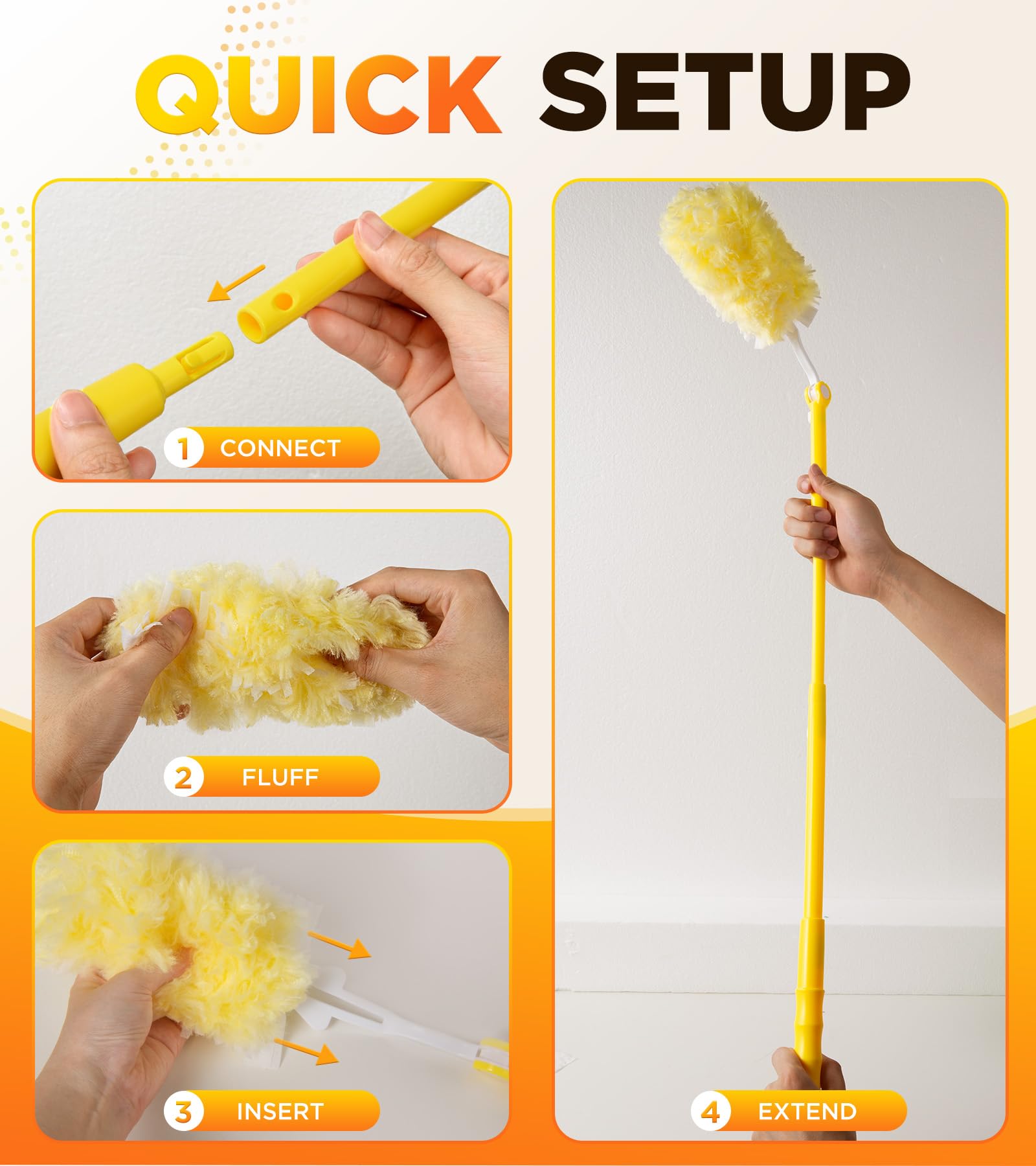 Heavy Duty Duster Refill Kit for Swiffer Duster with 3 ft Extension Pole & 20 Count Refills