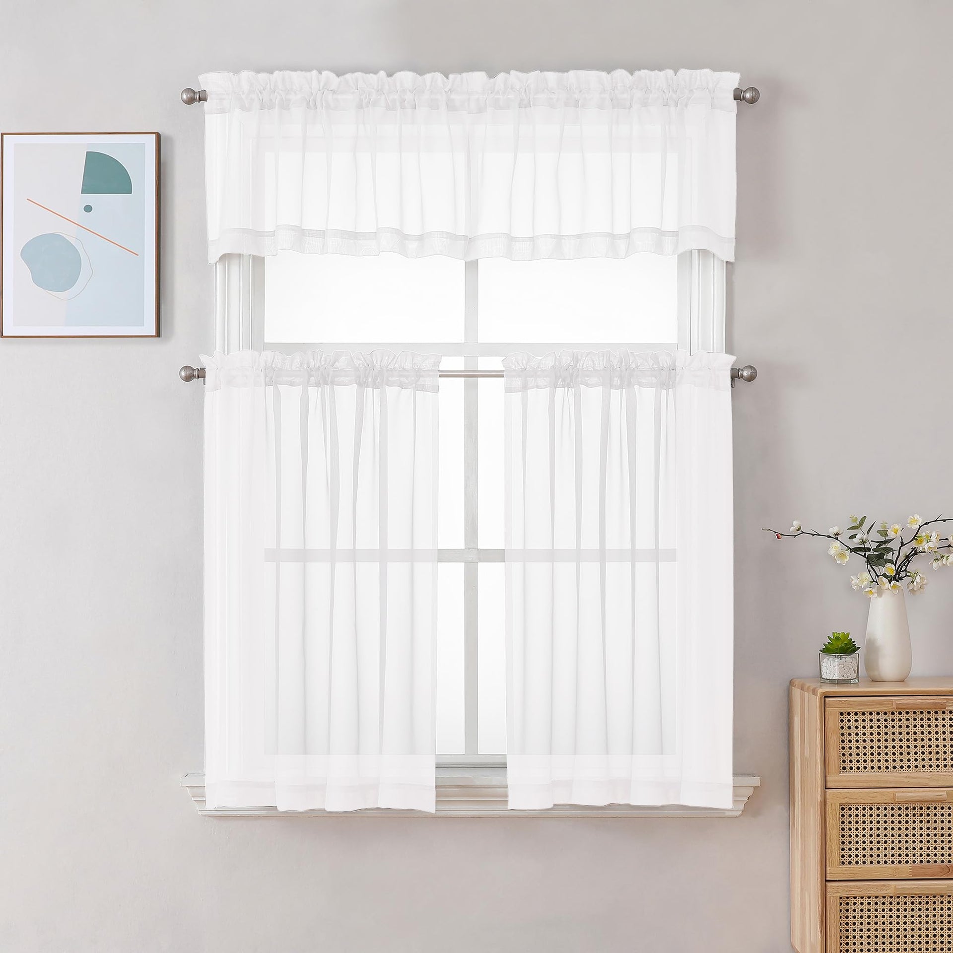 Sheer White Valances for Windows 2 Pack (2 Count)
