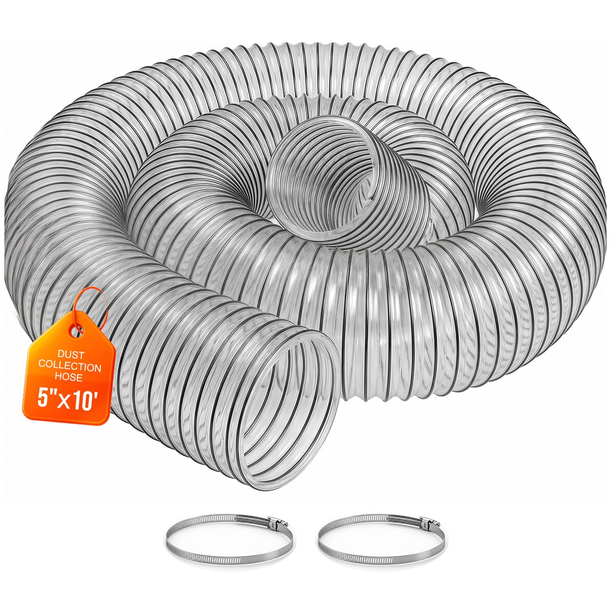 5"x10' Clear PVC Dust Collection Hose