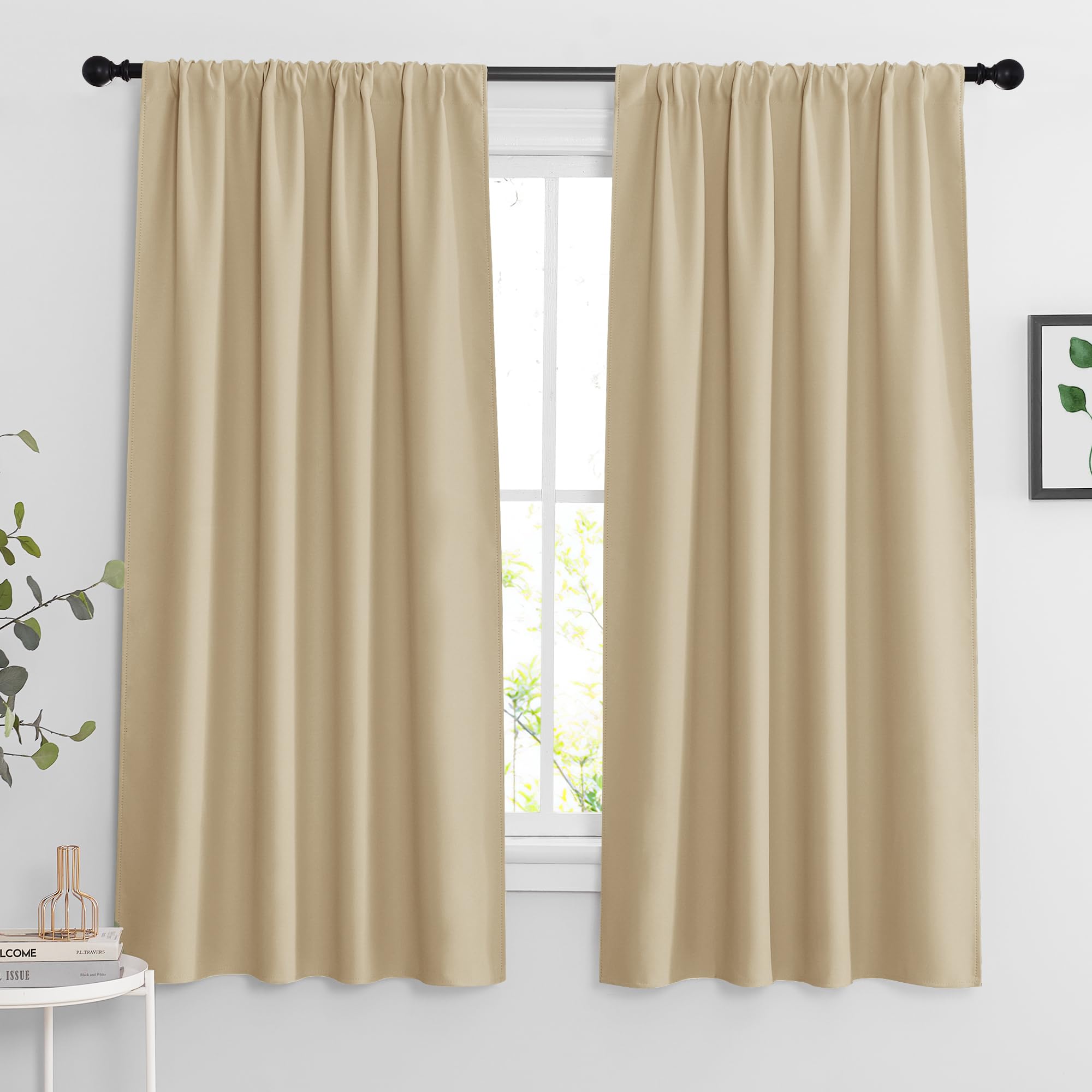 Curtains for Bedroom Living Room Nursery Office 63 inches Long (2 Count)