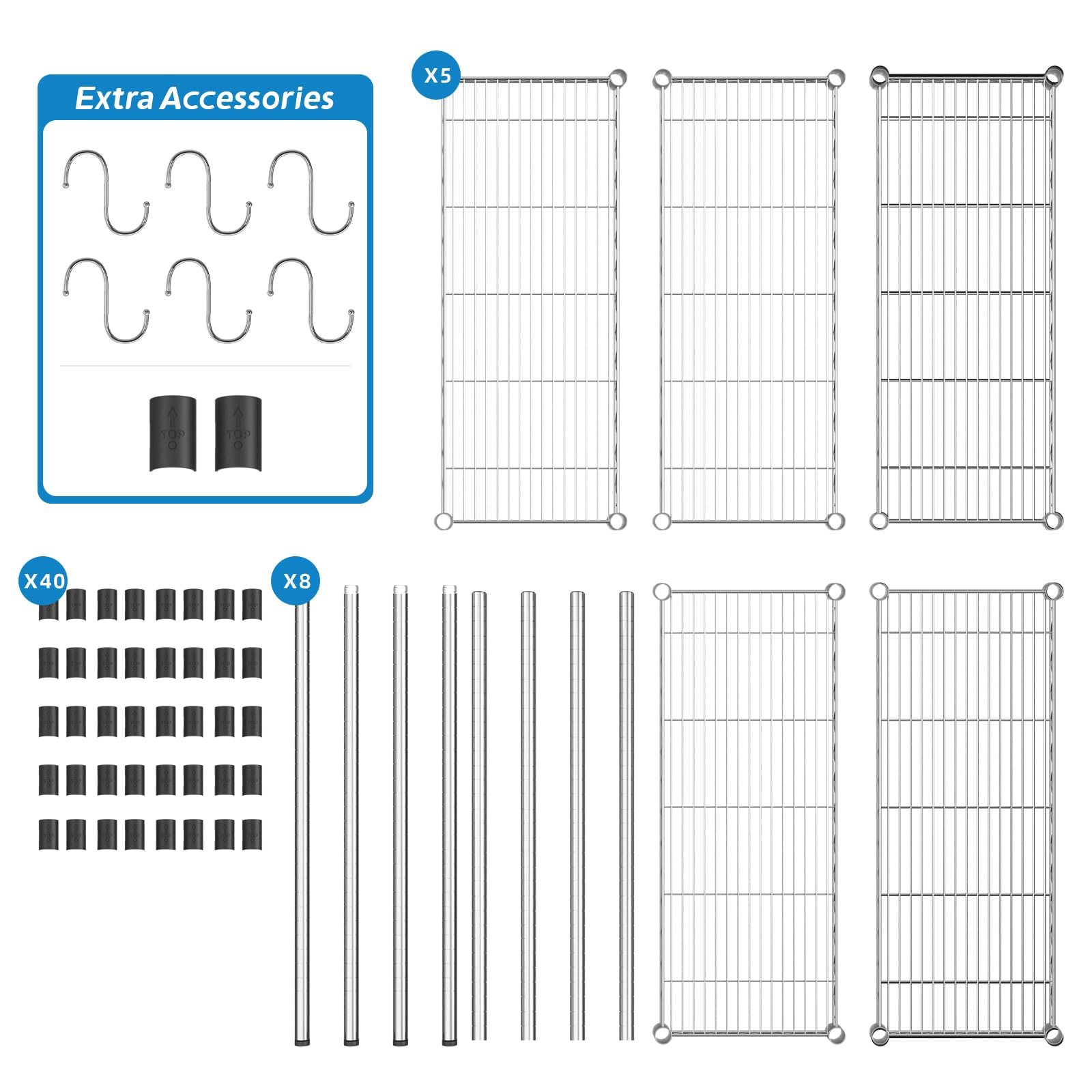 5 Shelf Adjustable Metal Wire Shelving