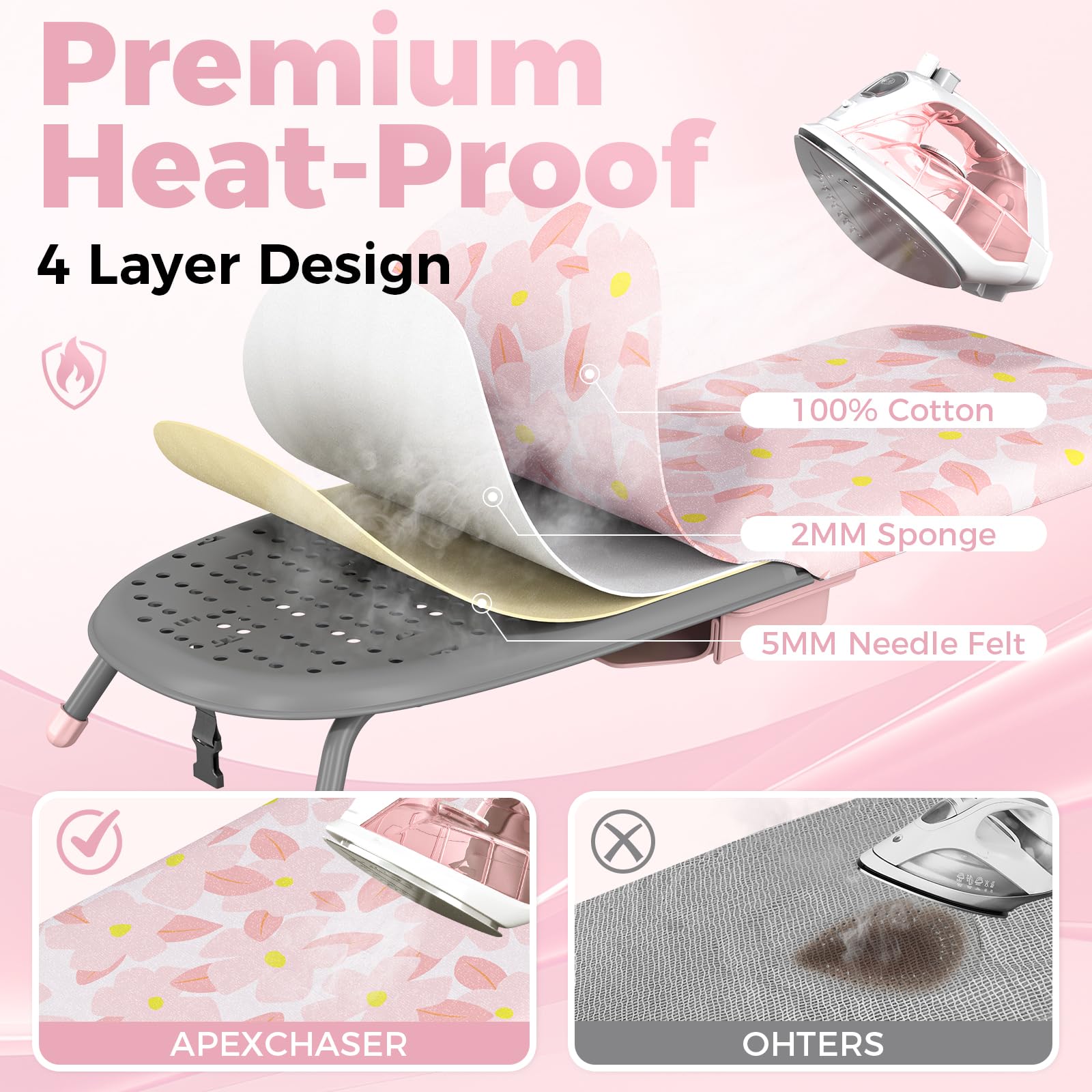 Small Ironing Board with Iron Holder Compact Tabletop Iron Board