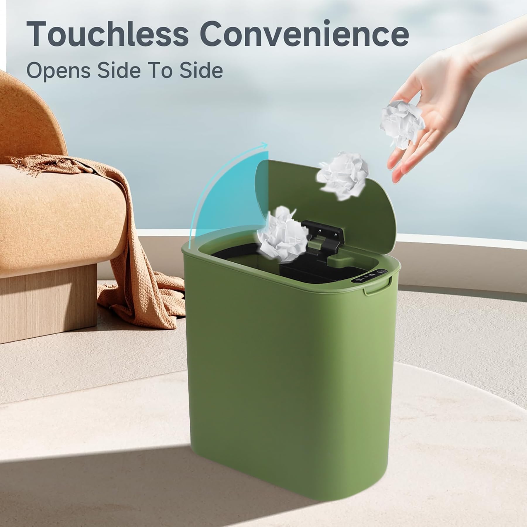 Automatic Motion Sensor Bathroom Trash Can with Lid