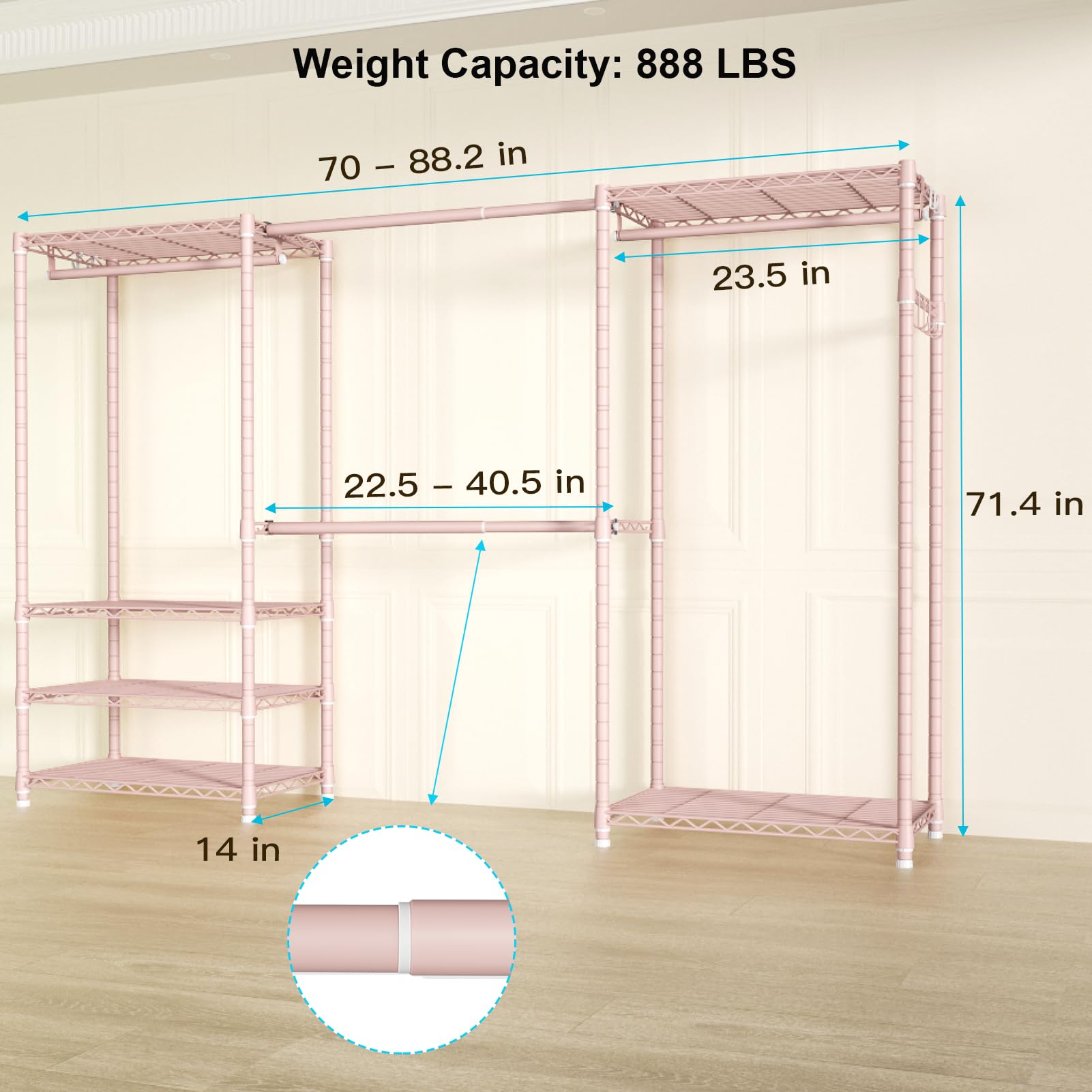 E1 Heavy Duty Closet Garment Rack