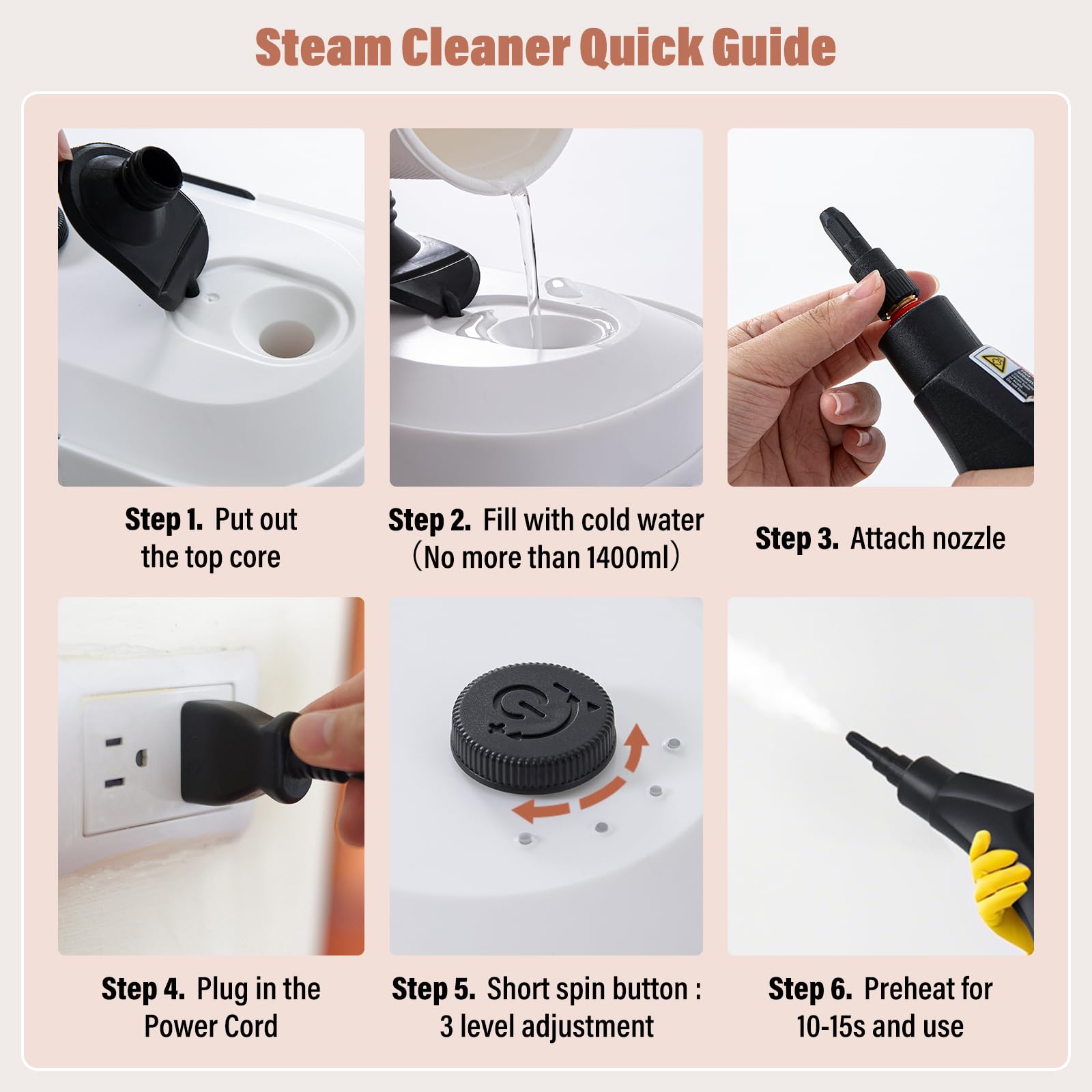 Steam Cleaner with 12pcs Accessories