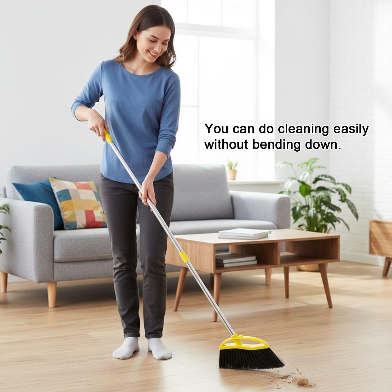 Indoor Broom Soft Bristles for Hardwood Floors