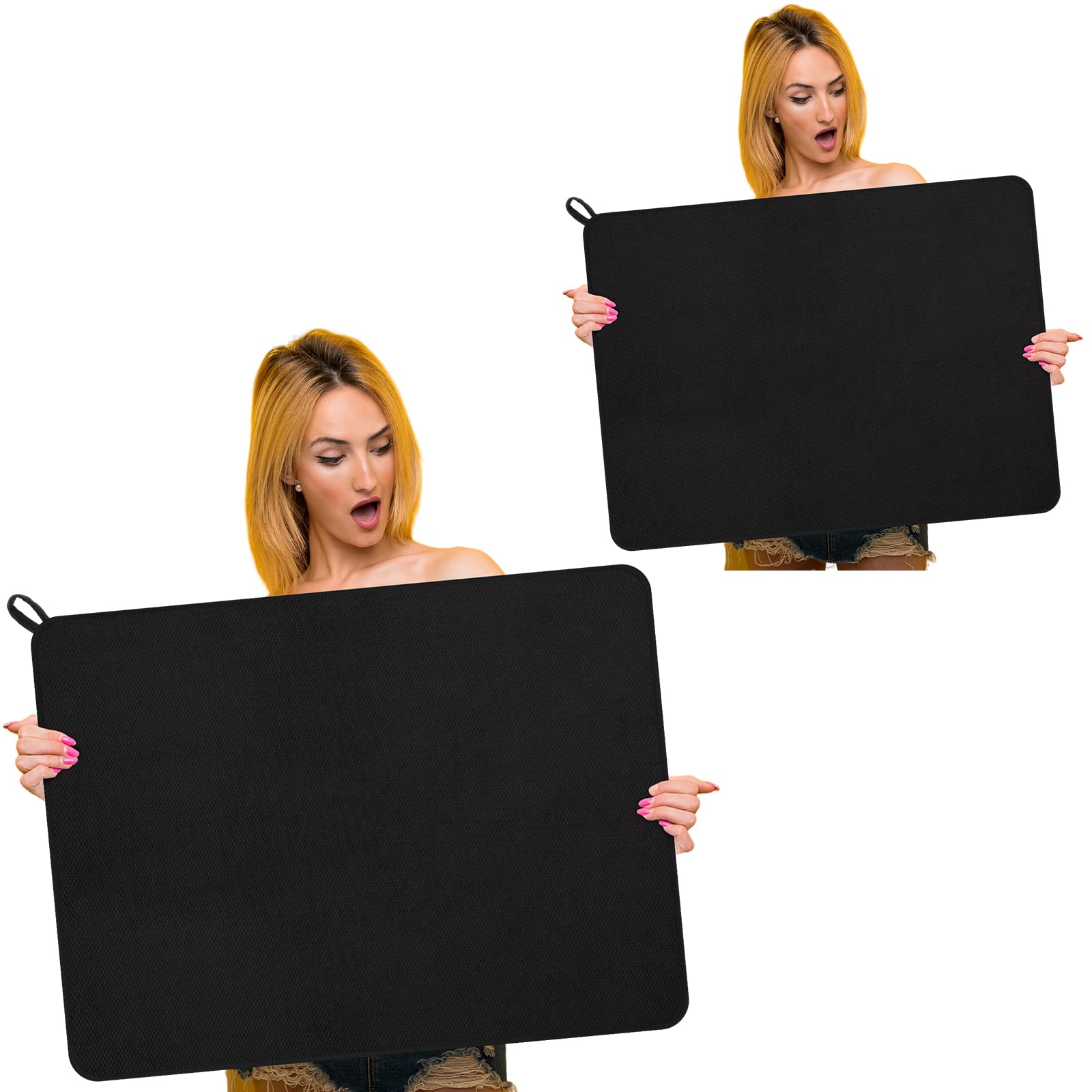 2 Pack Extra Large Dish Drying Mat Microfiber Absorbent Dish Drying Pad Large Size Dishes Drainer Mats for Countertop