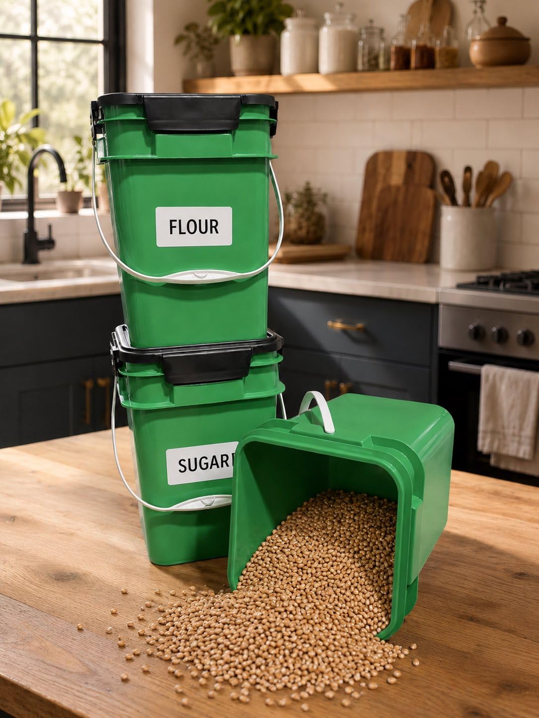 4 Gallon Square Food Grade Bucket Pail with Plastic Handles and Lid