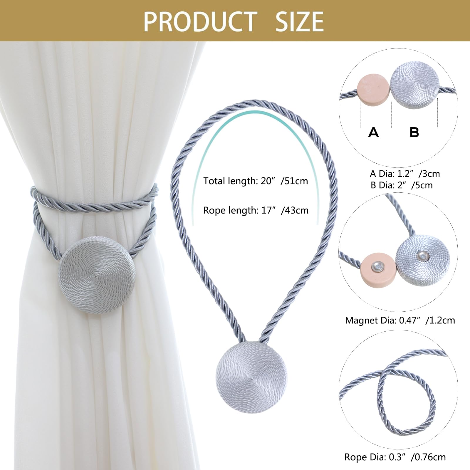 Magnetic Curtain Tiebacks (2 Count)