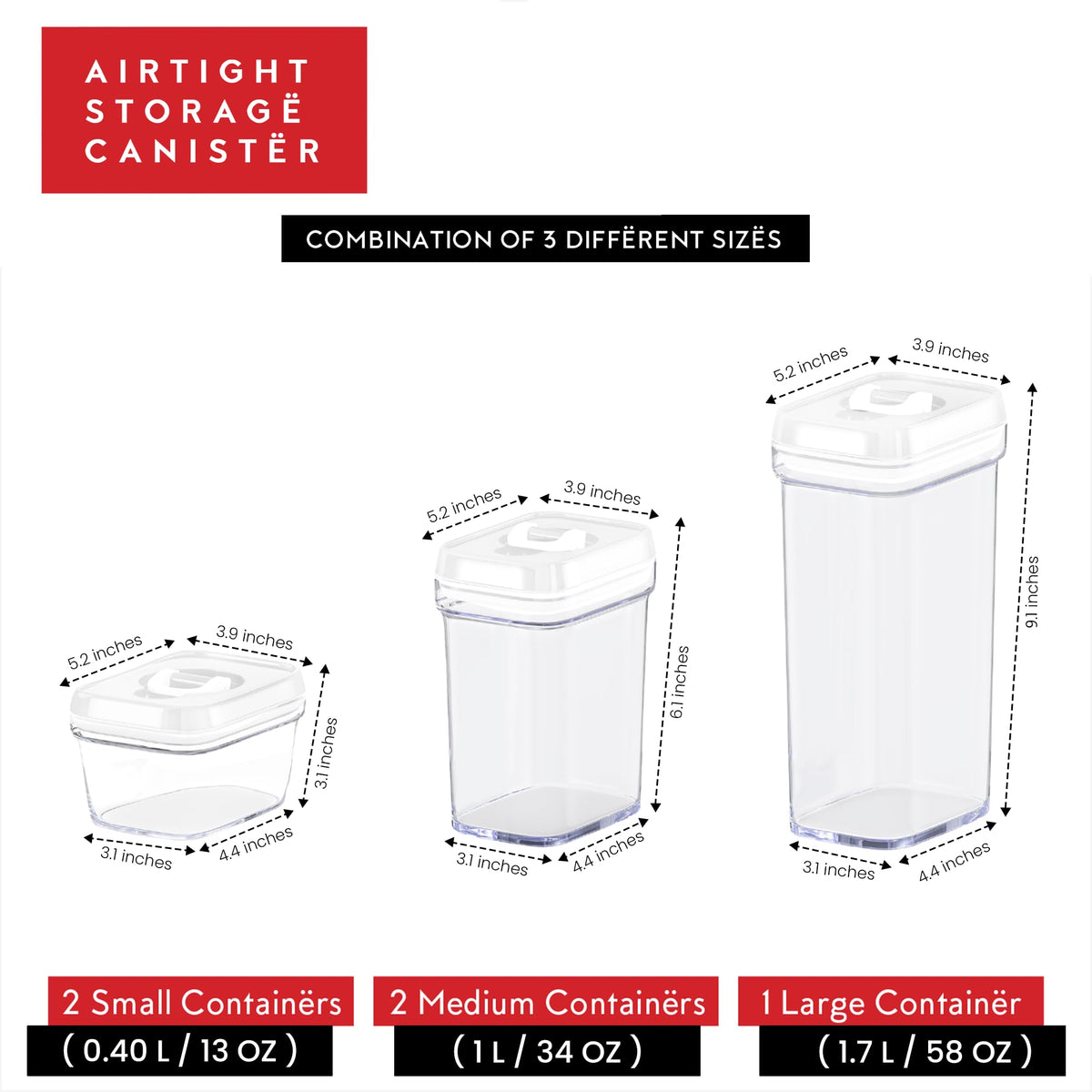 Airtight Food Storage Containers with Lids (5 Count)