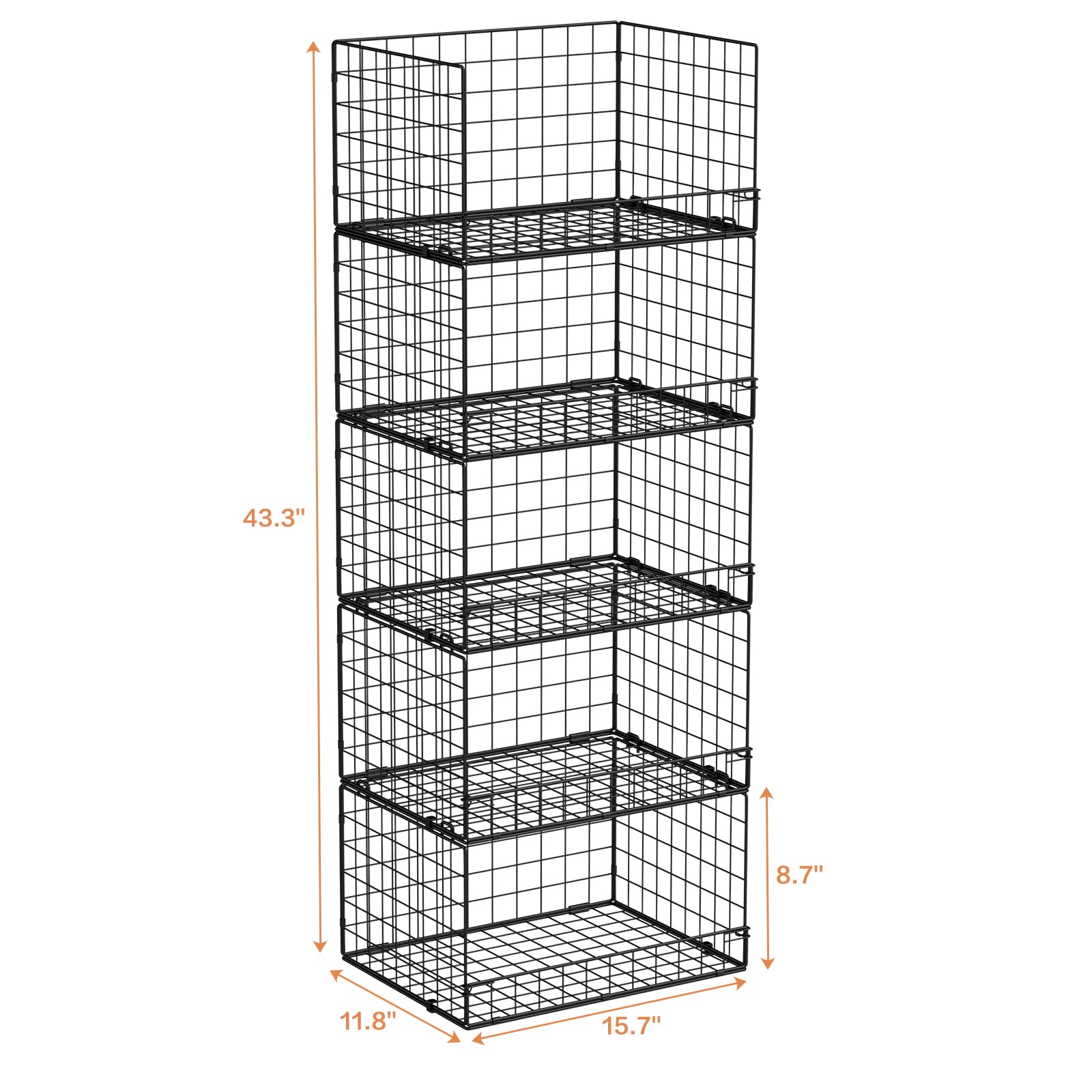 5 Tier Stackable Closet Organizers and Storage Shelves
