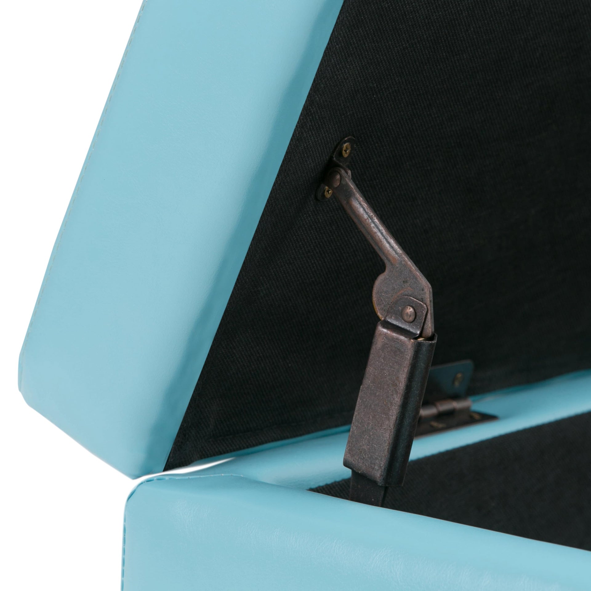 Avalon 48" Wide Vegan Leather Storage Ottoman in Soft Blue
