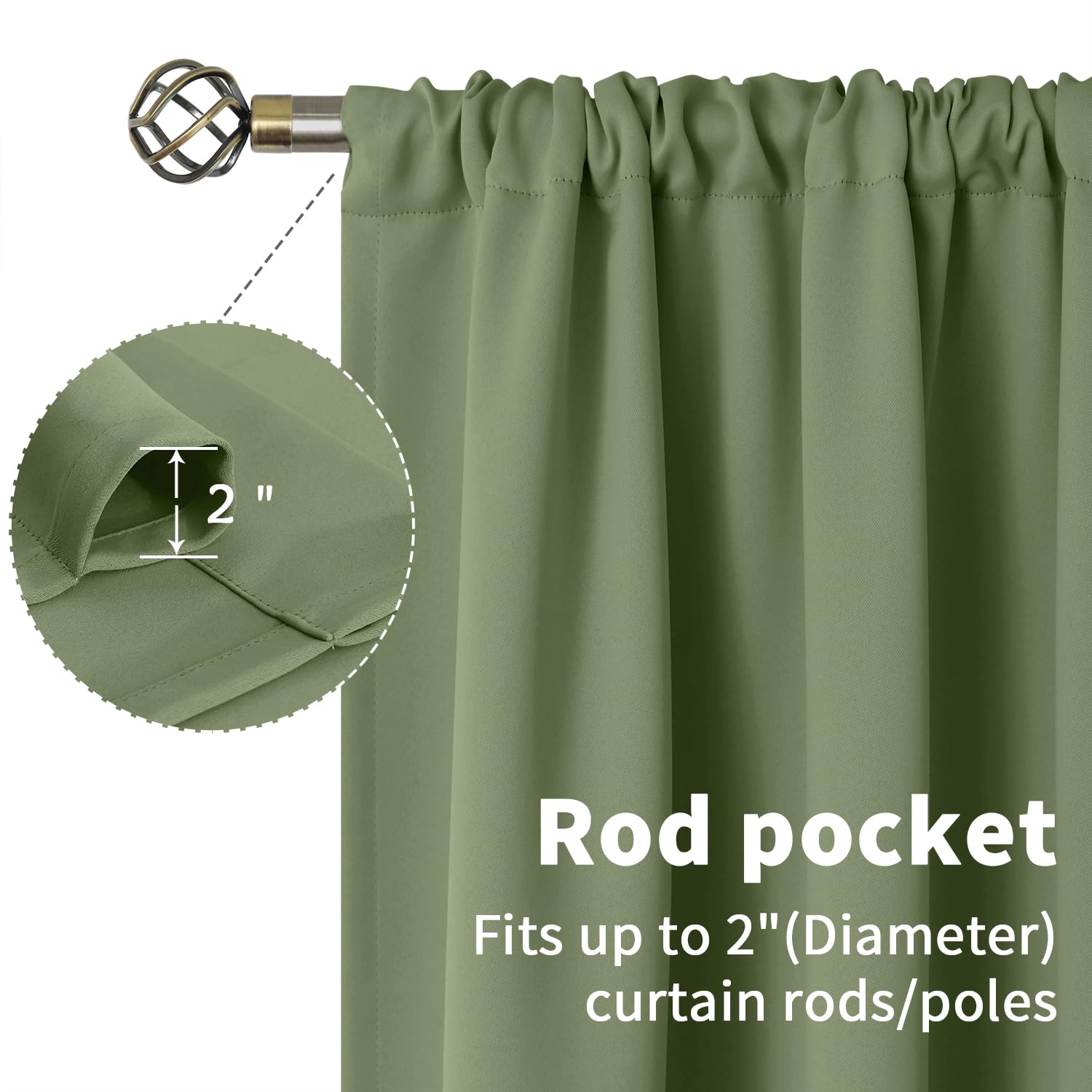 Olive Green Blackout Curtains 90 Inch Length for Living Room Spring Decor (2 Count)