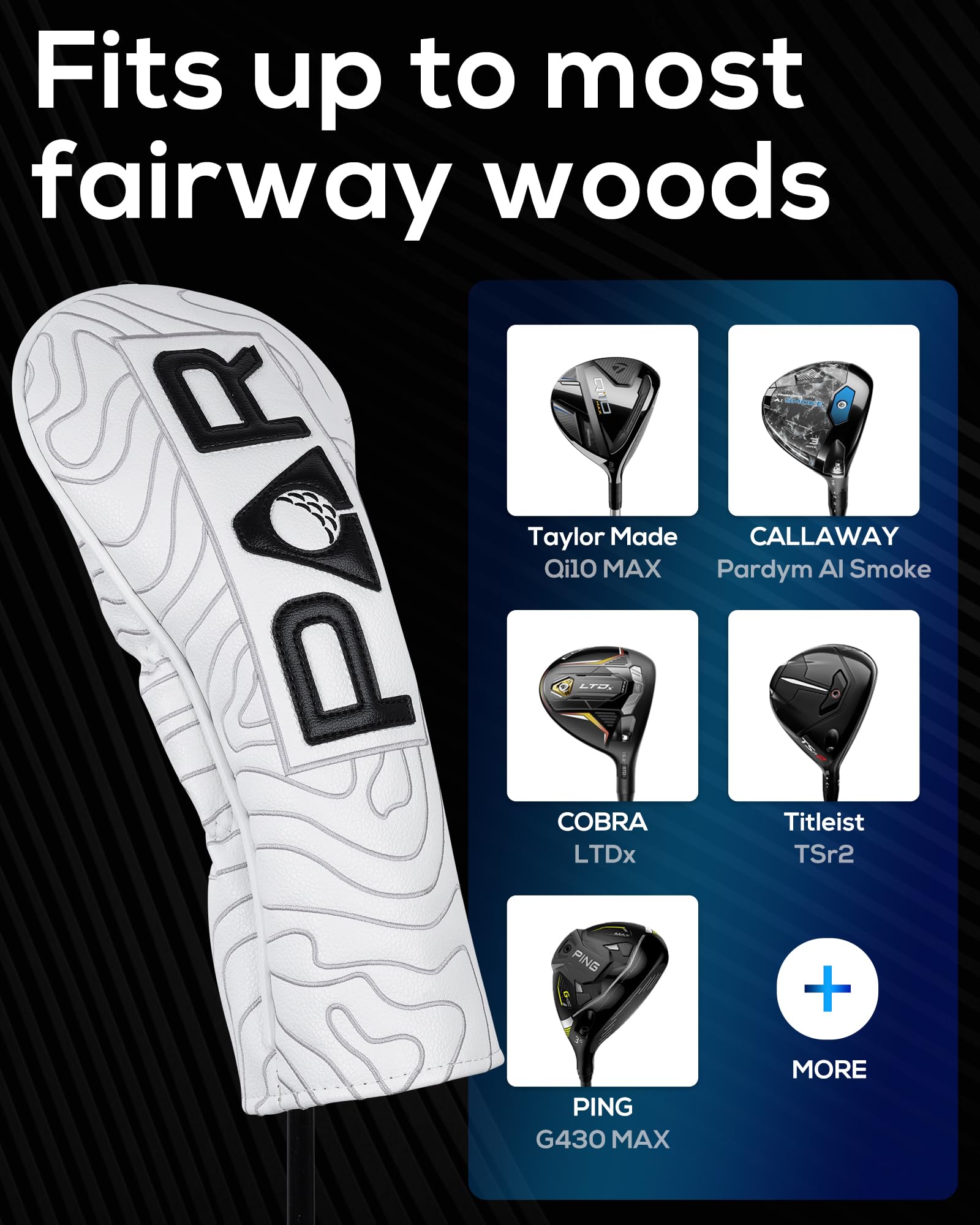 Set of 4pcs Golf Club Headcover Full Set Driver Fairway Hybrid Headcover Leather Golf Club Head Covers