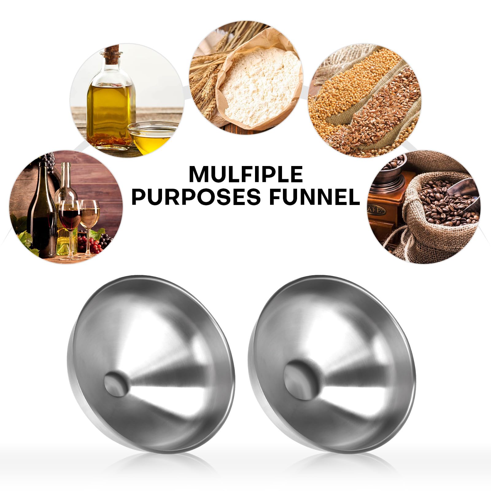 2 Pack Stainless Steel Kitchen Funnel Set (2 Count)
