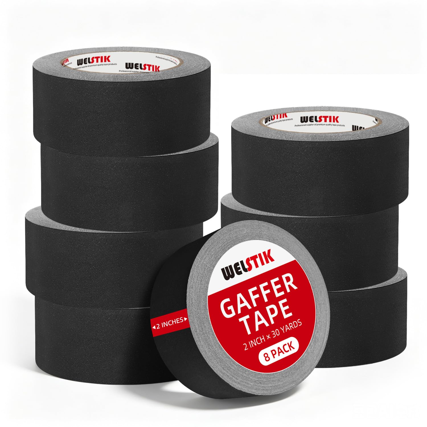2" x 30 Yards Black Gaffers Tape 8 Pack