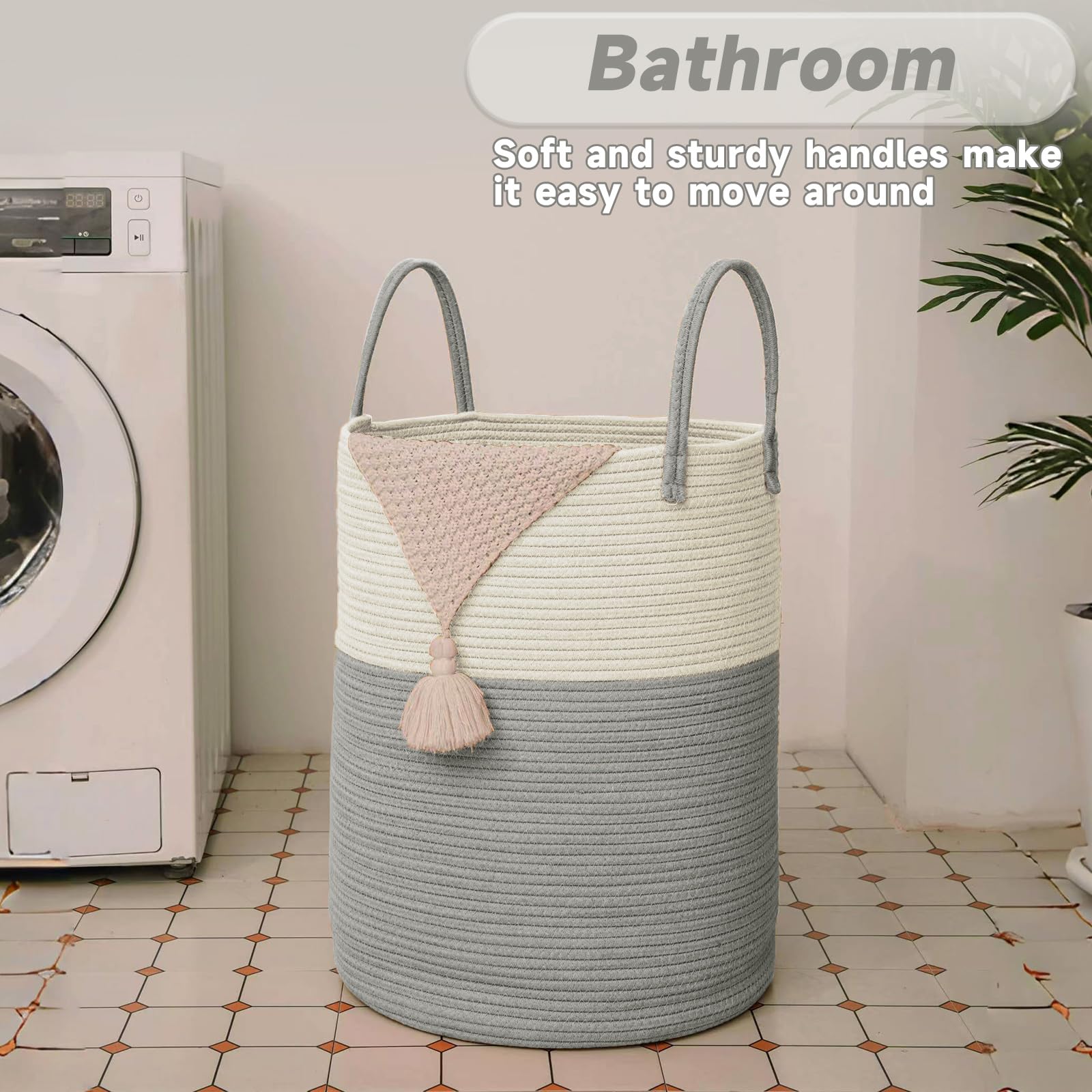 100L Cotton Rope Laundry Basket Hamper