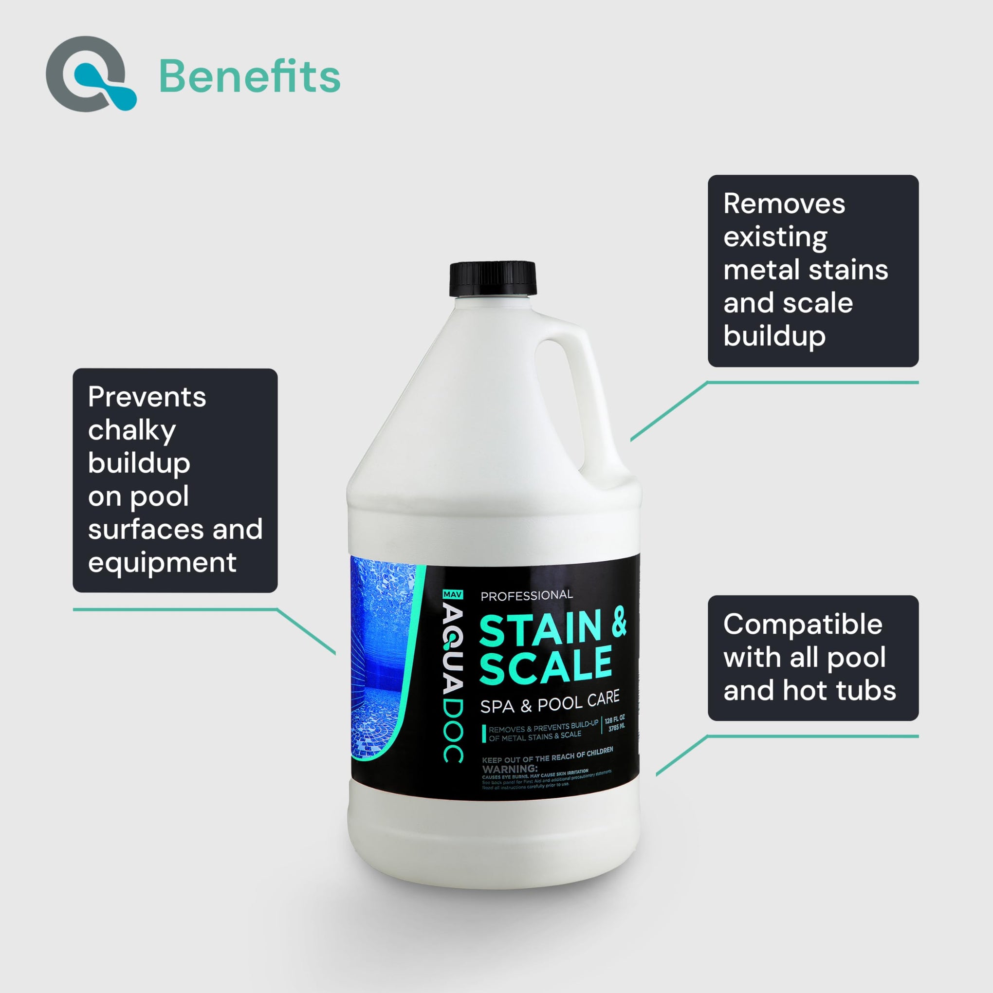 AquaDoc Pool & Spa Stain and Scale Remover for Hot Tubs (128 Fl Oz)