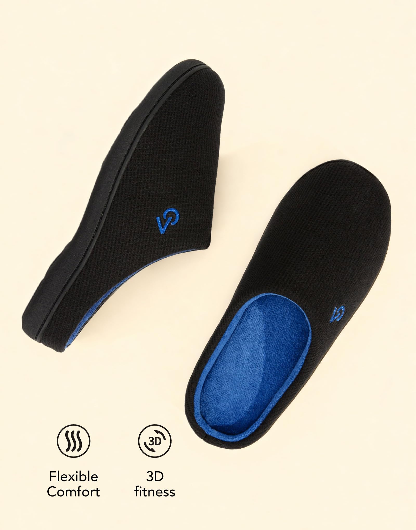 Men's Two Tone Cozy House Slippers Blue