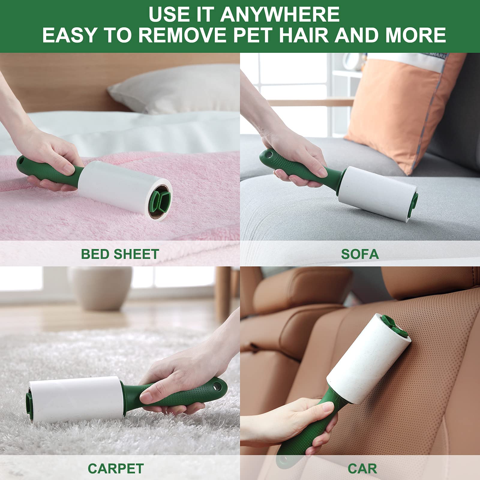 Extra Sticky Lint Rollers Pet Hair Remover for Laundry Clothes Furniture Carpet (400 Count)