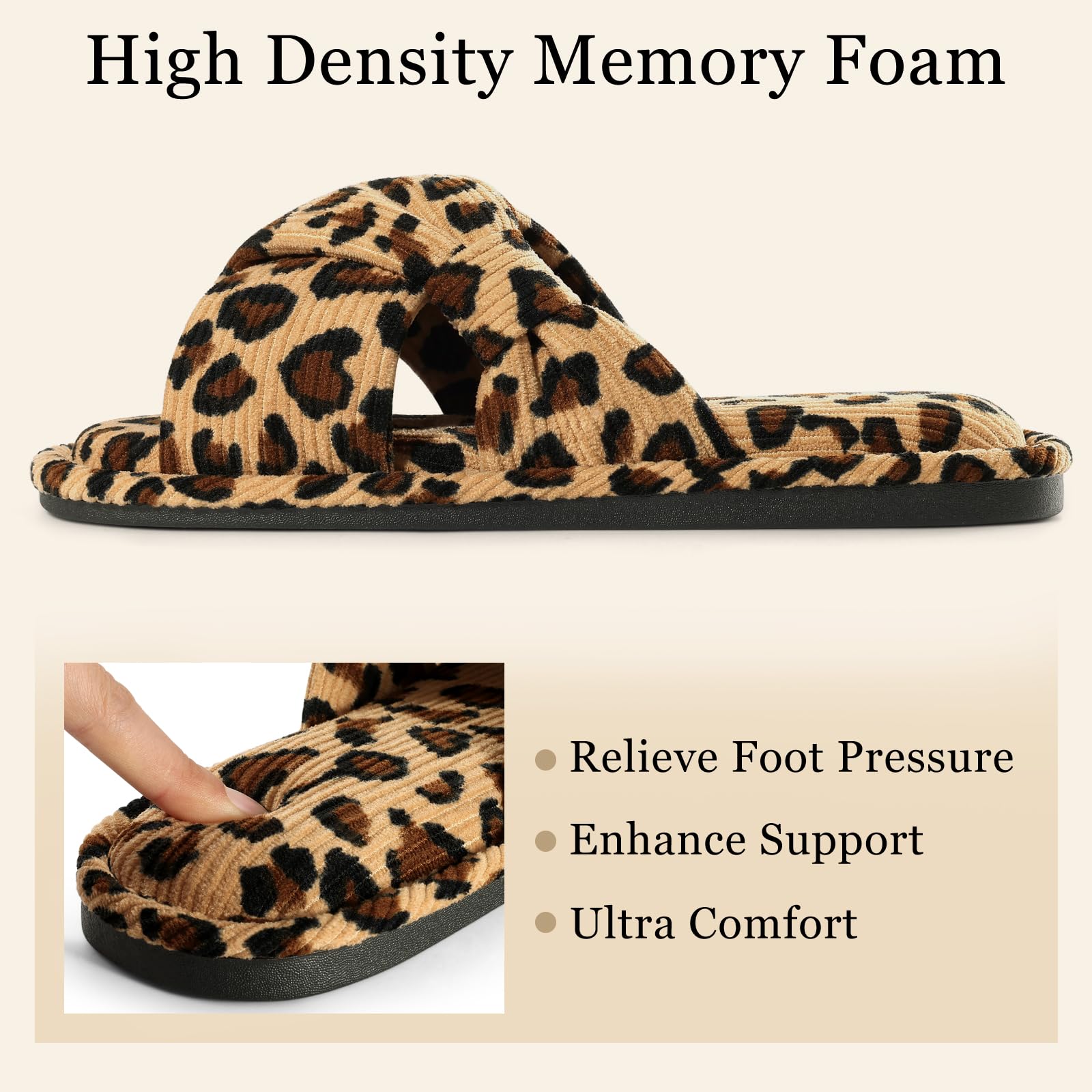 Summer House Slippers for Women Corduroy Open Toe Indoor Slippers