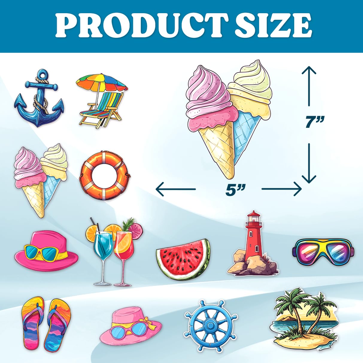 Tropical Summer Beach Vacation Stickers Pack 24Pcs Vinyl Waterproof for Laptop Water Bottle Scrapbook Travel Journal DIY Decorations Teens Adults Hard Bottles Wall (24 Count)