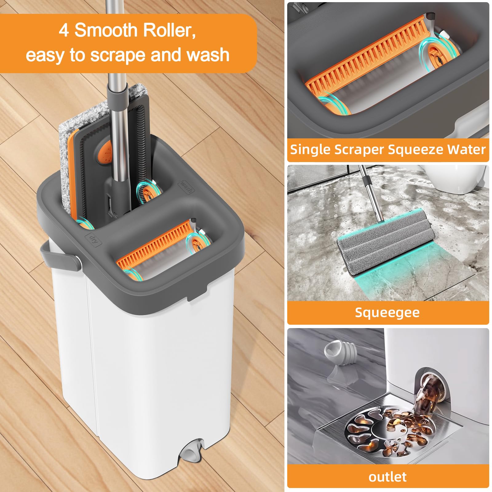 Mop and Bucket with Wringer Set for Home - ModHome Supplies