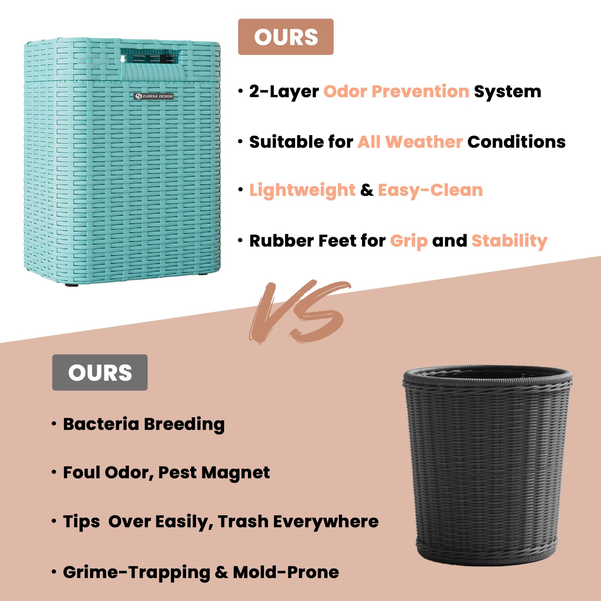 Ypati Handwoven Rattan Trash Can with Lid